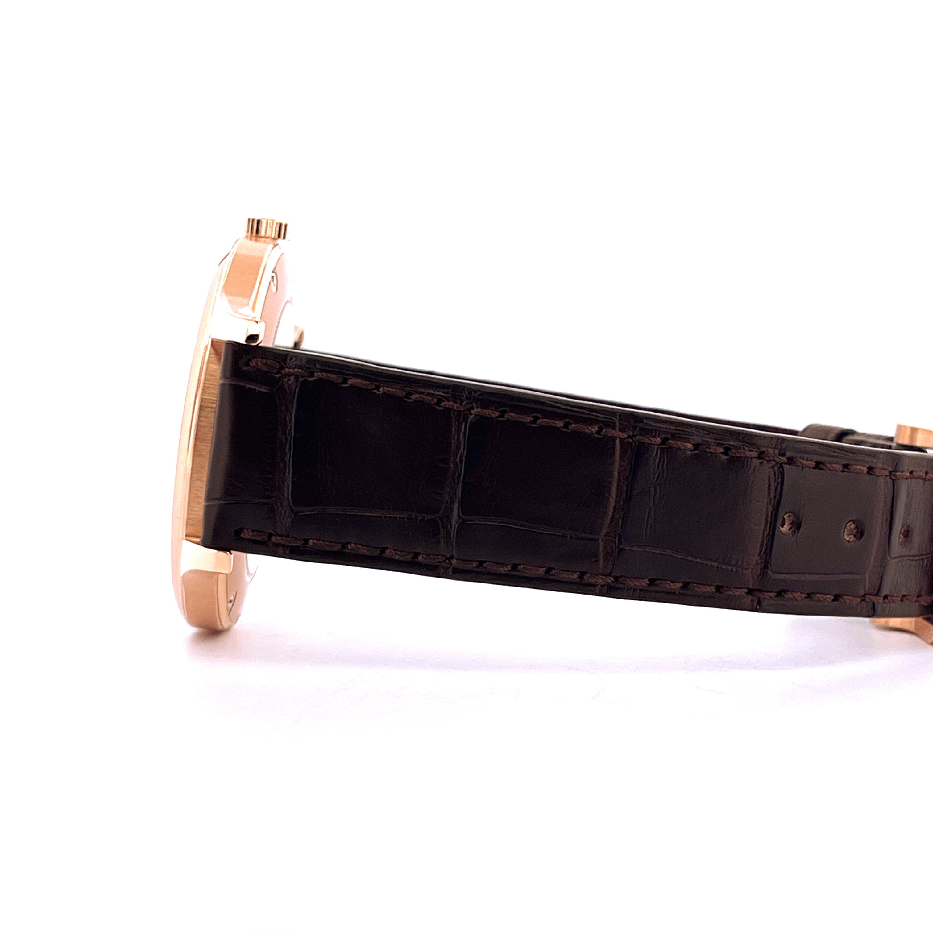 Chopard Xps L.u.c Roségold im Seitenprofil mit dunkelbraunem Lederarmband