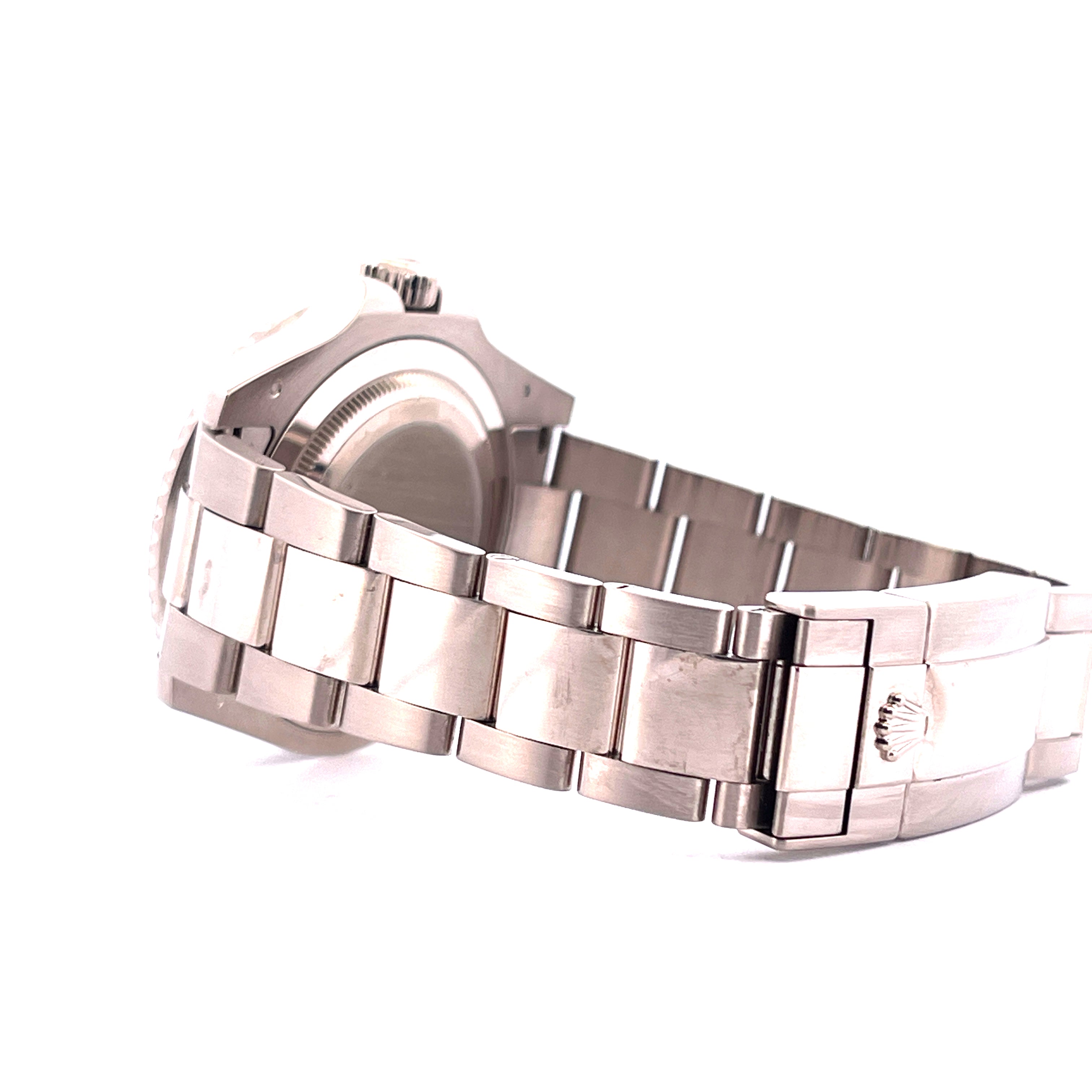 Rolex GMT-Master II in Weißgold, Seitenansicht eines gebrauchten Armbands mit Schließe