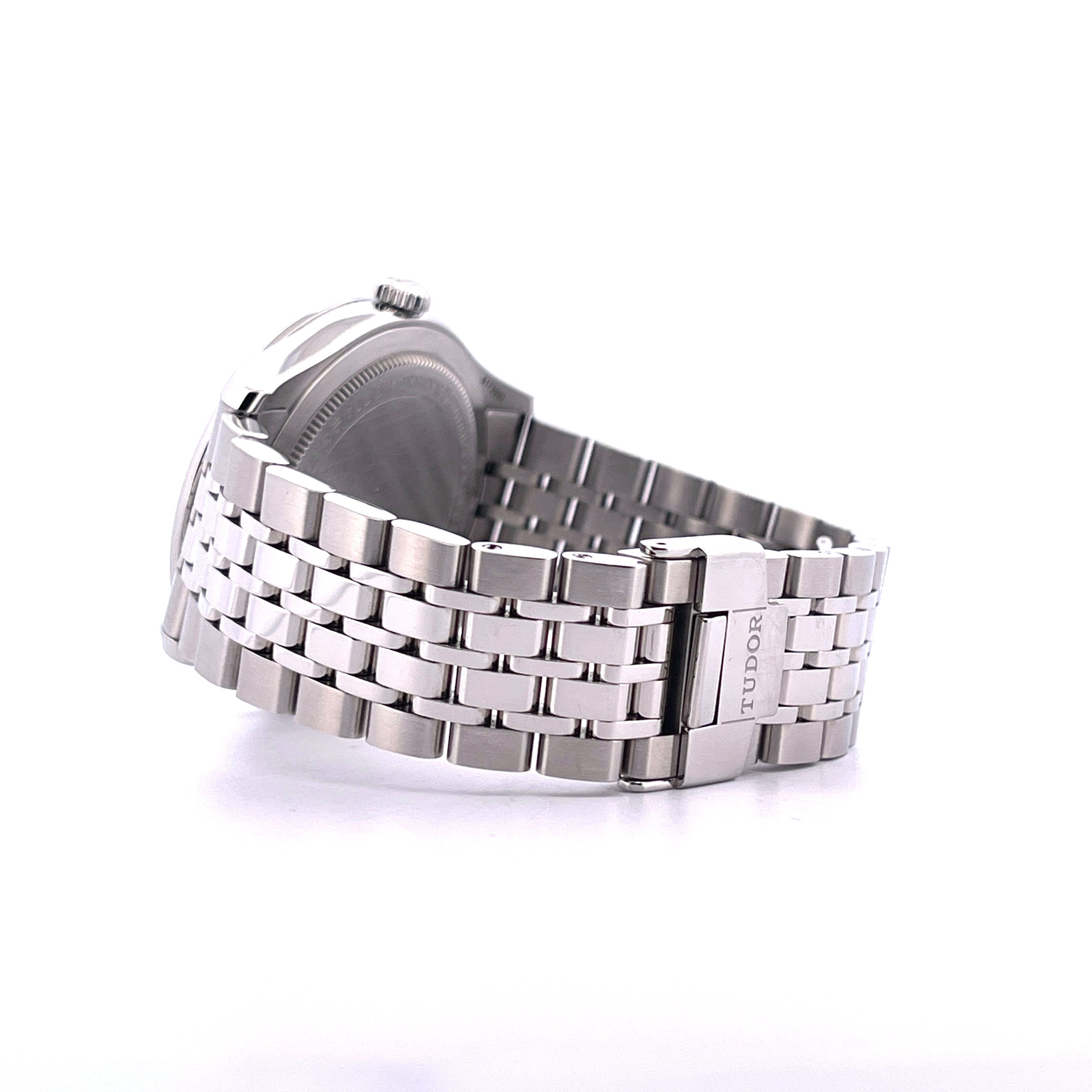 Tudor 1926 41 mm Edelstahl-Armbanduhr mit Tudor-Schließe im Detail, Seitenansicht