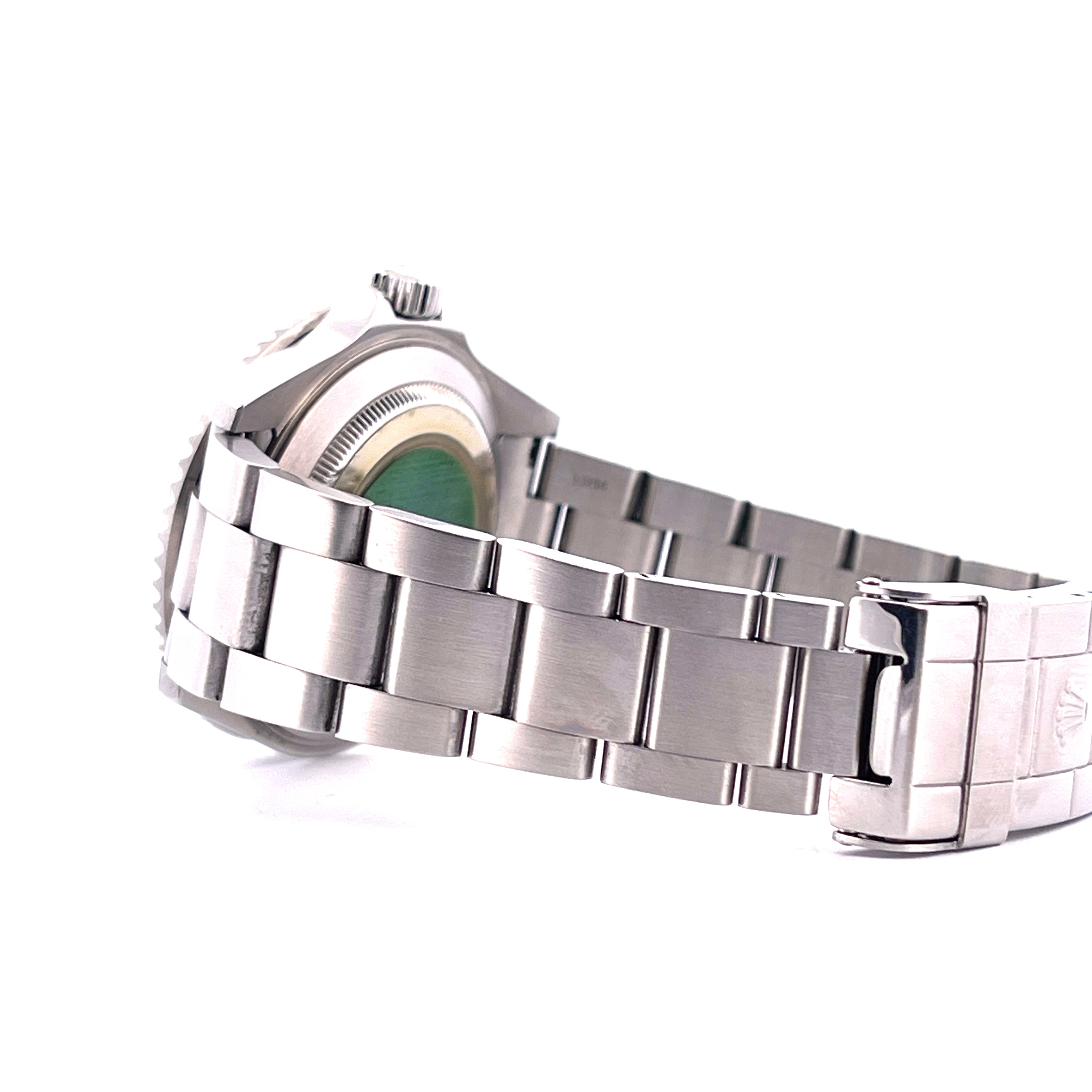 Rolex Submariner Kermit von der Seite mit Stahlarmband und Schließe im Detail