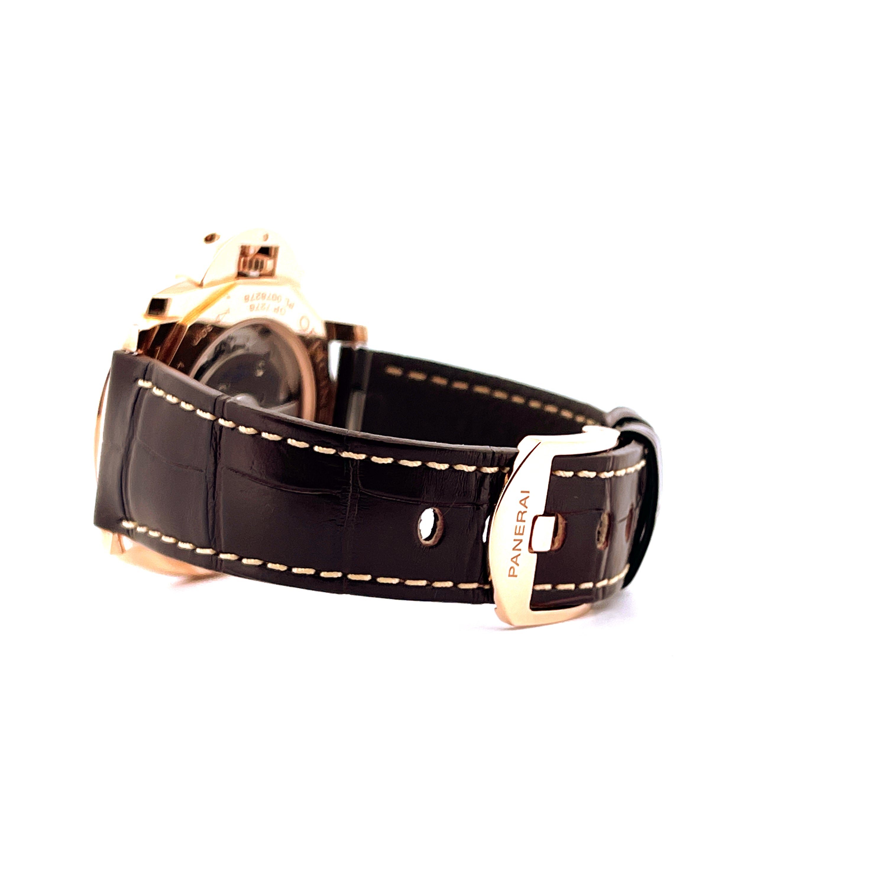 Panerai Luminor Due 42mm Roségold mit braunem Kroko-Lederarmband und Dornschließe von Panerai im Detail