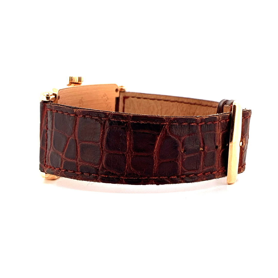 Franck Muller Long Island Roségold Uhr Lederarmband mit Dornschliesse aus Roségold, Seitenansicht
