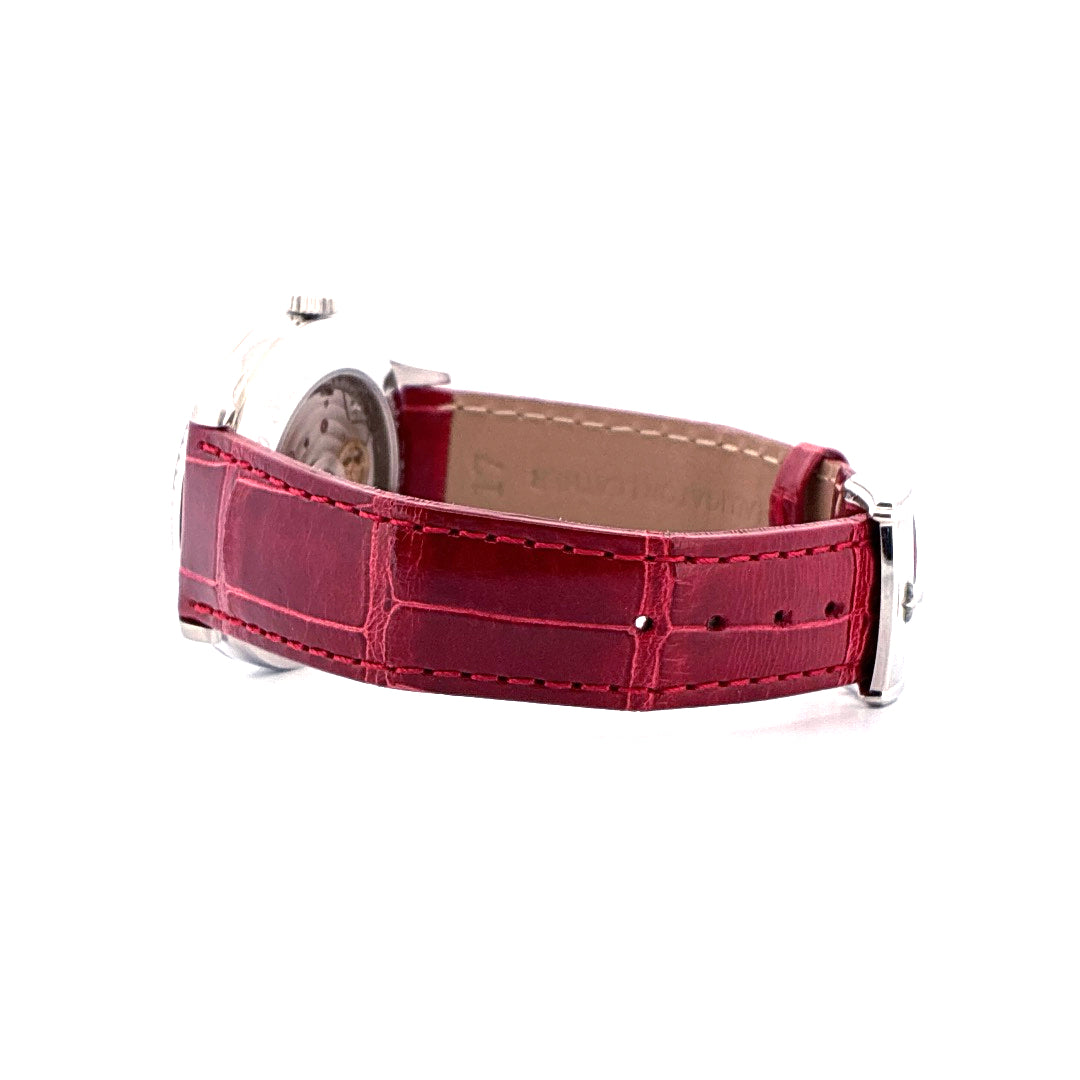 Zenith Class Elite Damenuhr 33mm mit rotem Lederarmband Seitenansicht