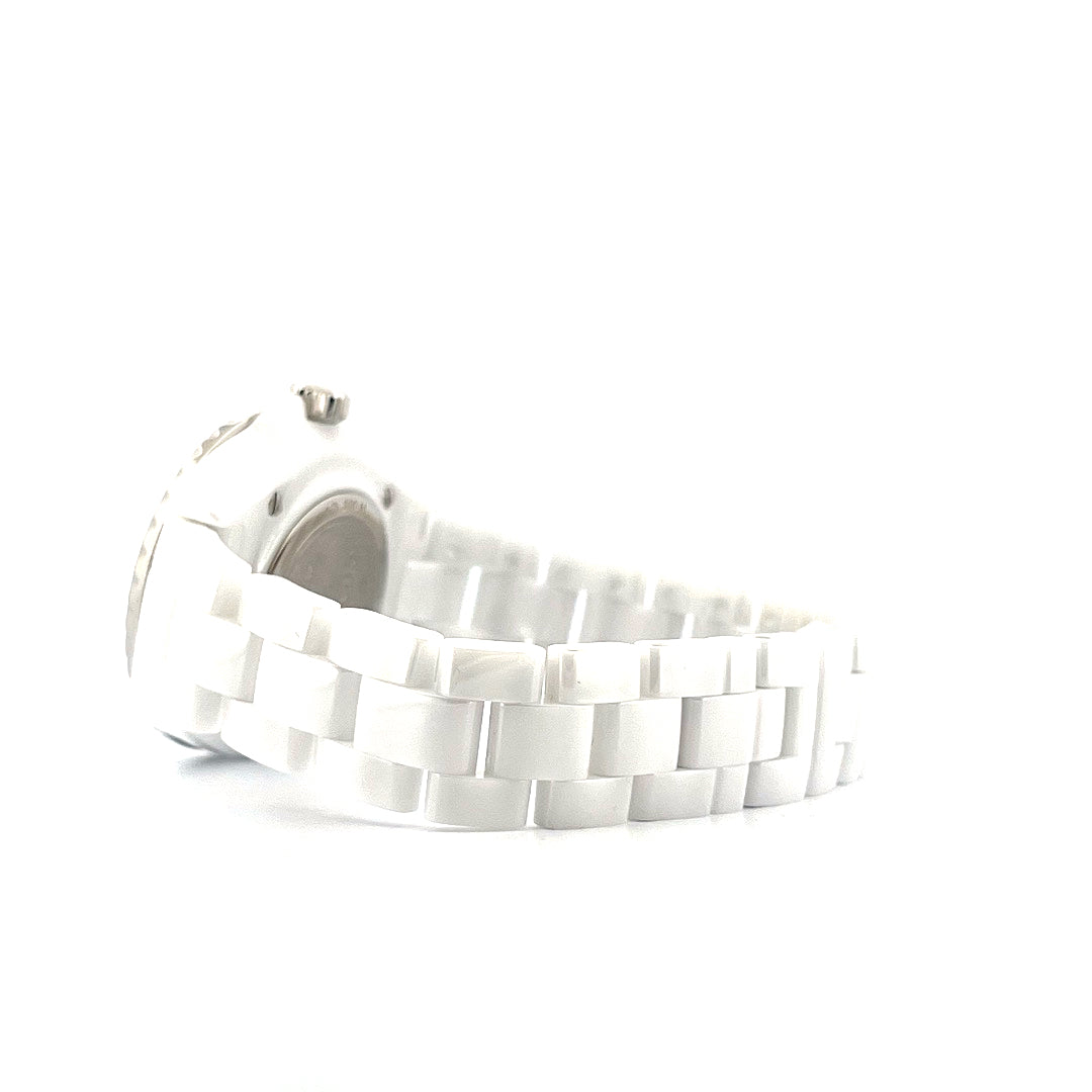 Chanel J12 33mm Keramik Weiß neuwertig ungetragen Seitenansicht von rechts