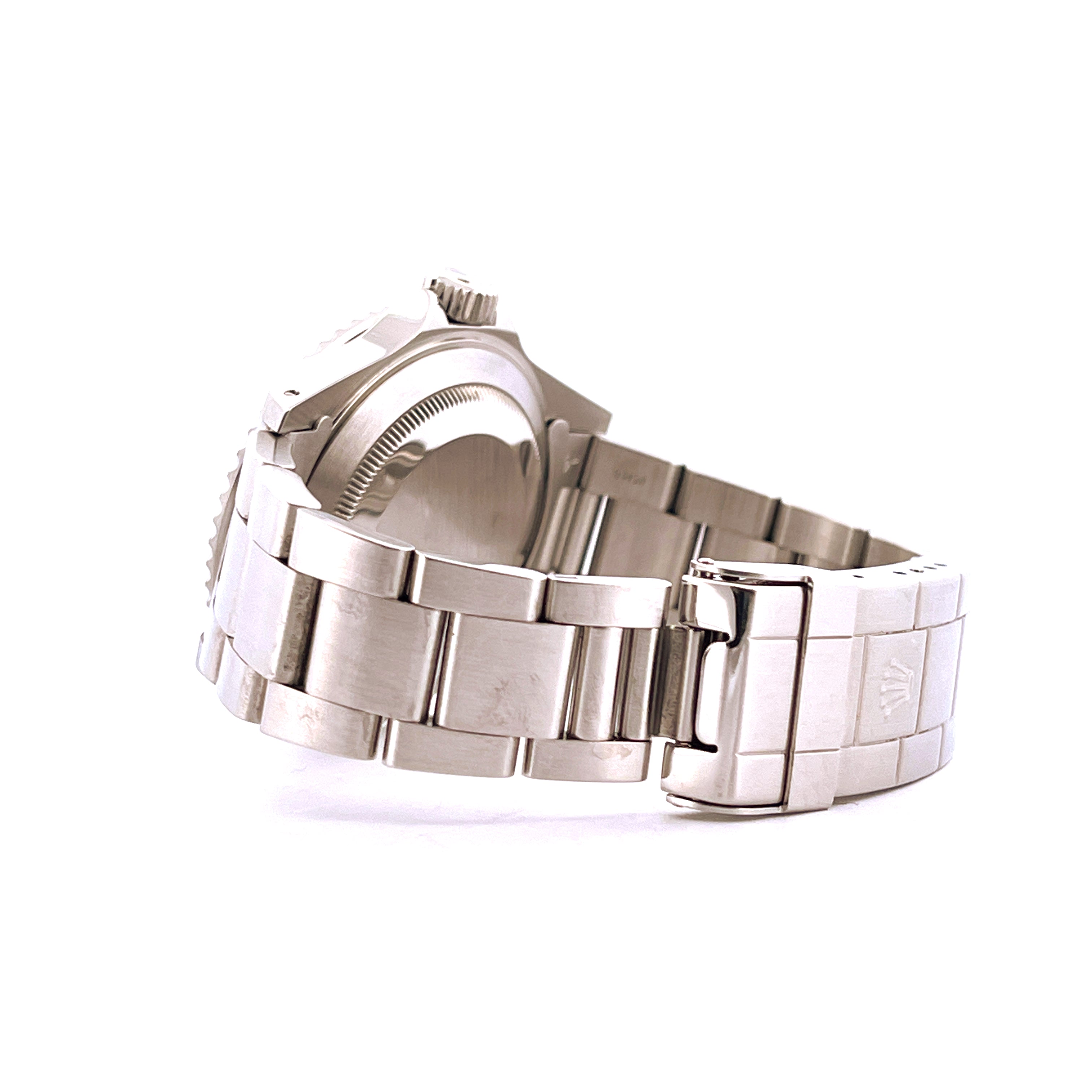 Rolex Submariner 14060M Seitenansicht mit Stahlband und Rolex-Schließe