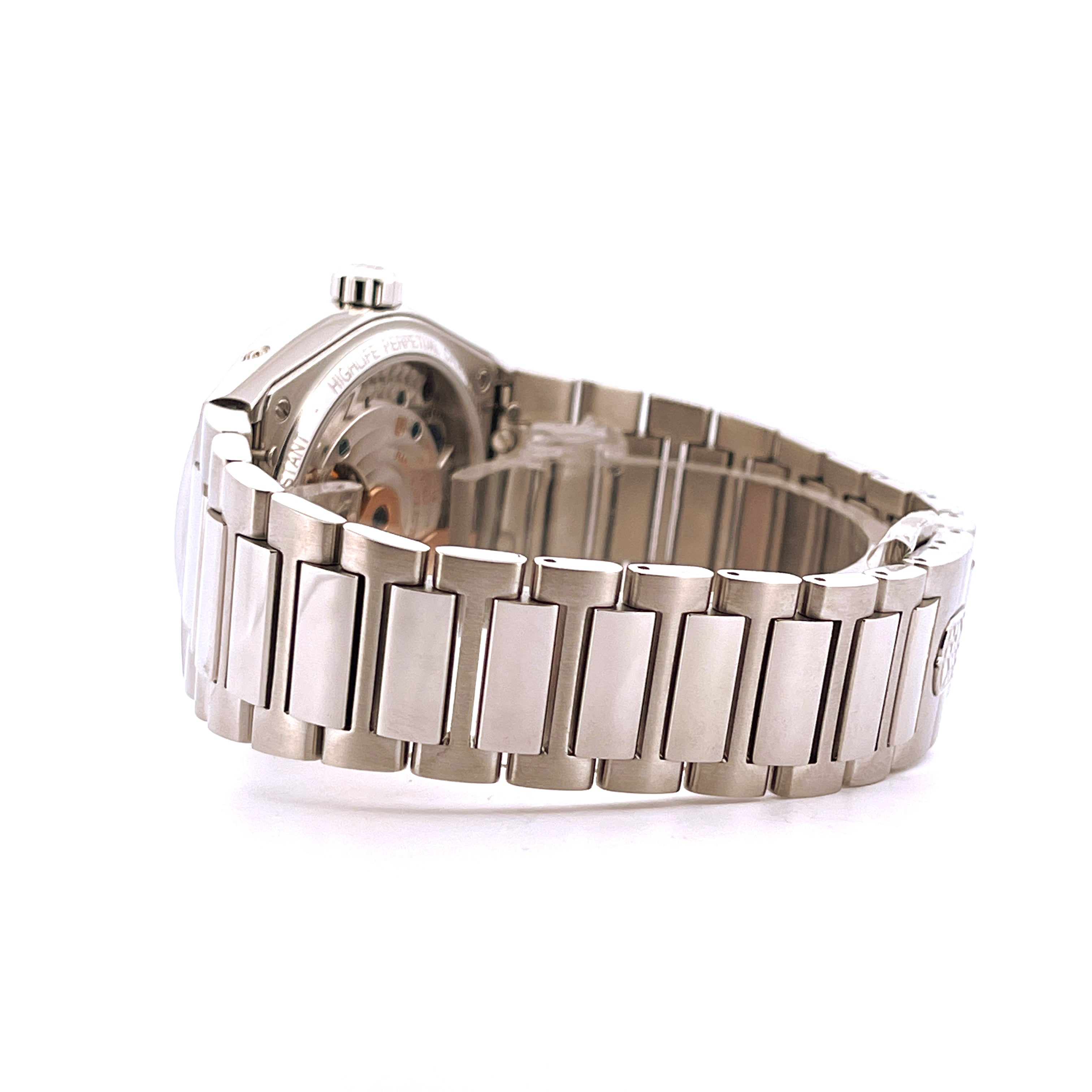 Frederique Constant Highlife Perpetual Calendar Manufacture Automatique Seitenansicht mit Edelstahluhrband