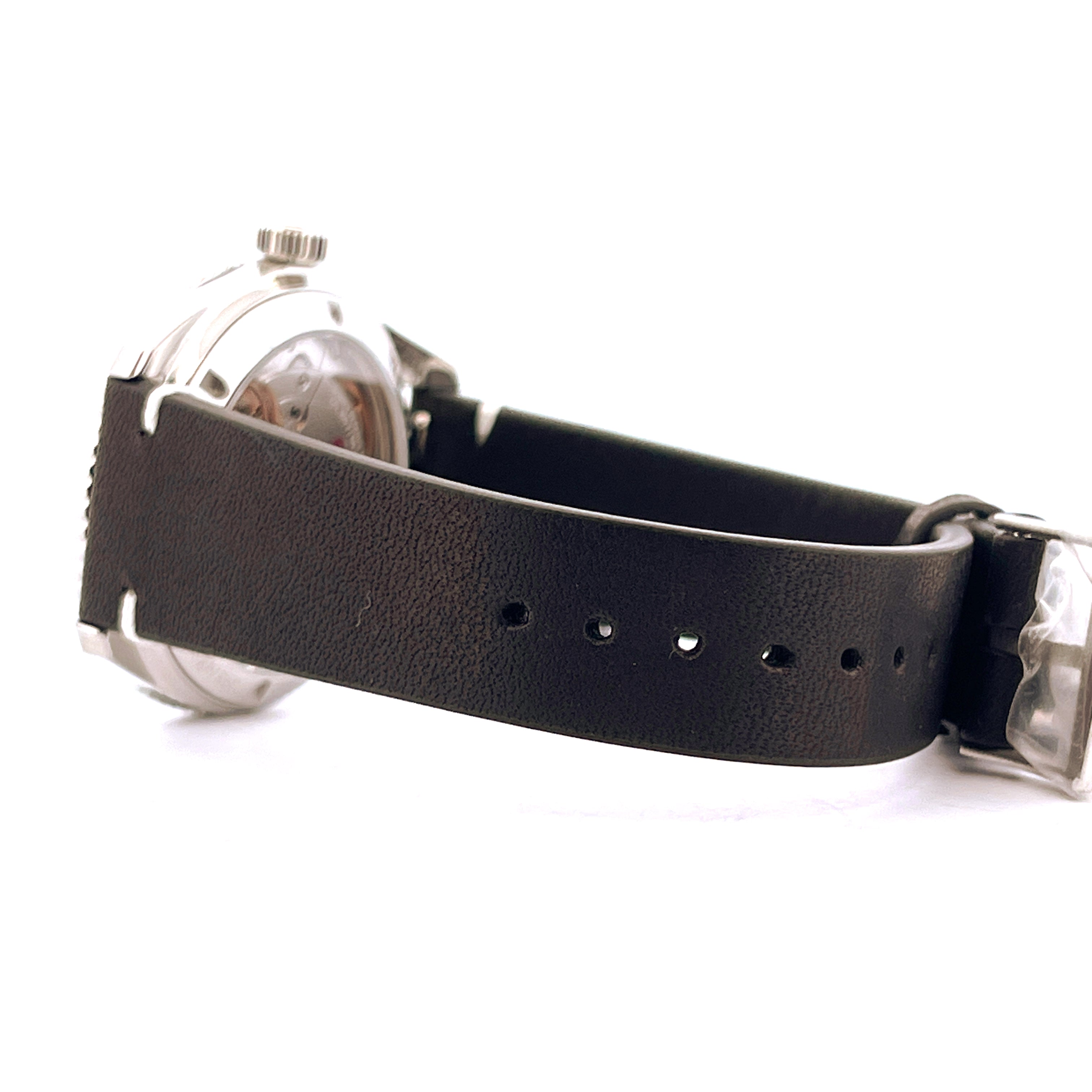 Oris Divers Sixty Five Automatik-Uhr in Edelstahl mit schwarzem Lederarmband Seitenansicht