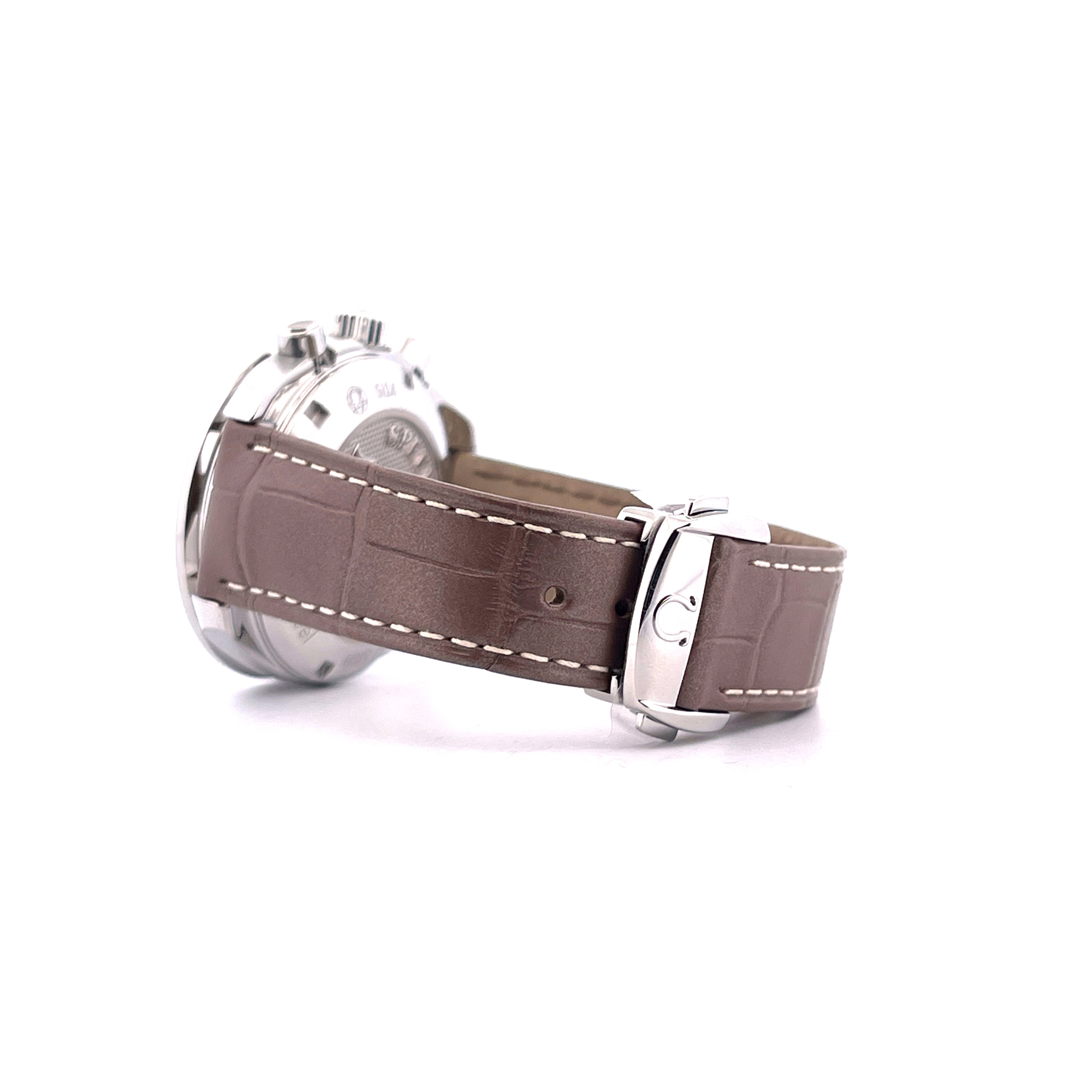 Omega Speedmaster Lady 38 Co-axial Chronograph aus Stahl mit braunem Kroko-Lederarmband