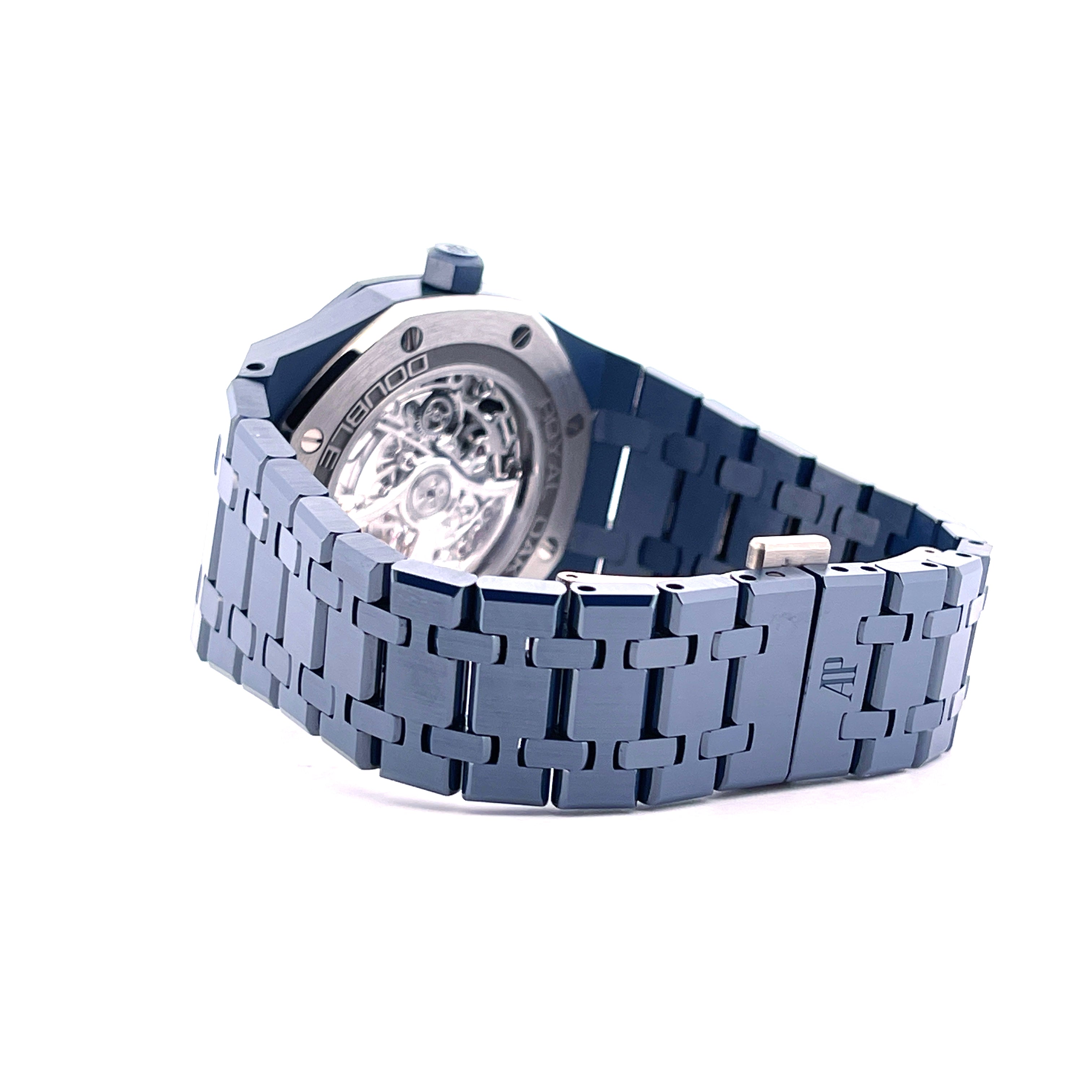 Royal Oak Blue Ceramic Double Balance Wheel Openworked / Bleu Nuit Nuage / Perfect Condition / Full Set / All Links / In Stock / Germany 2025