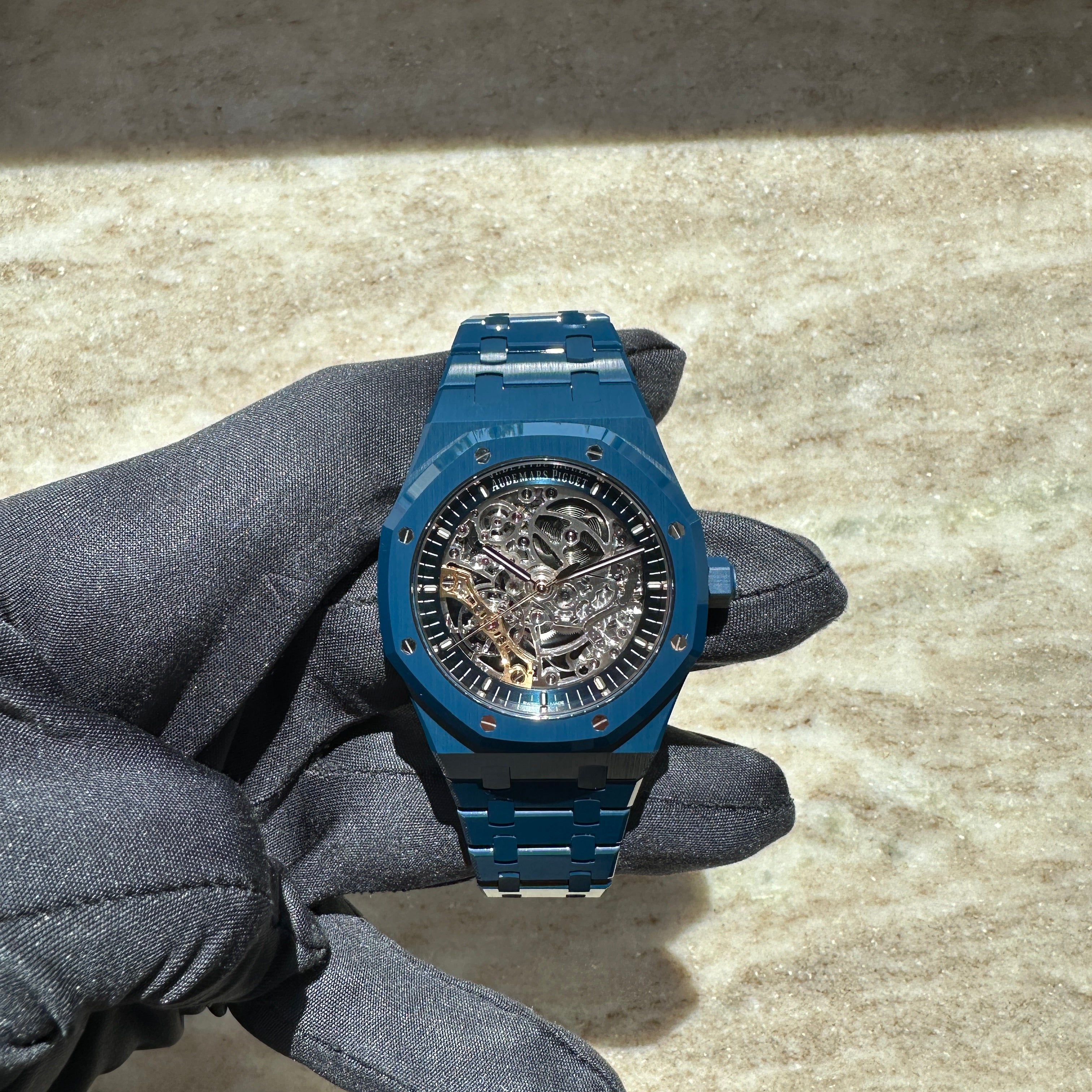 Royal Oak Blue Ceramic Double Balance Wheel Openworked / Bleu Nuit Nuage / perfect Condition / Full Set / all Links / On Stock / Germany 2025