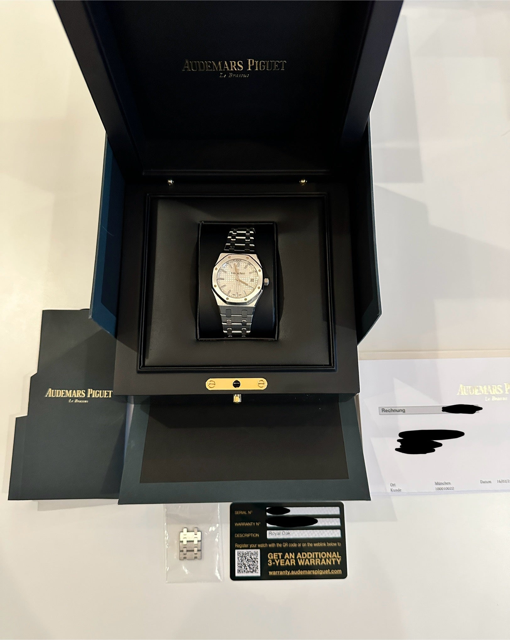 Audemars Piguet Royal Oak Selfwinding 34mm Edelstahluhr im Karton mit Garantieschein und Armbandglied