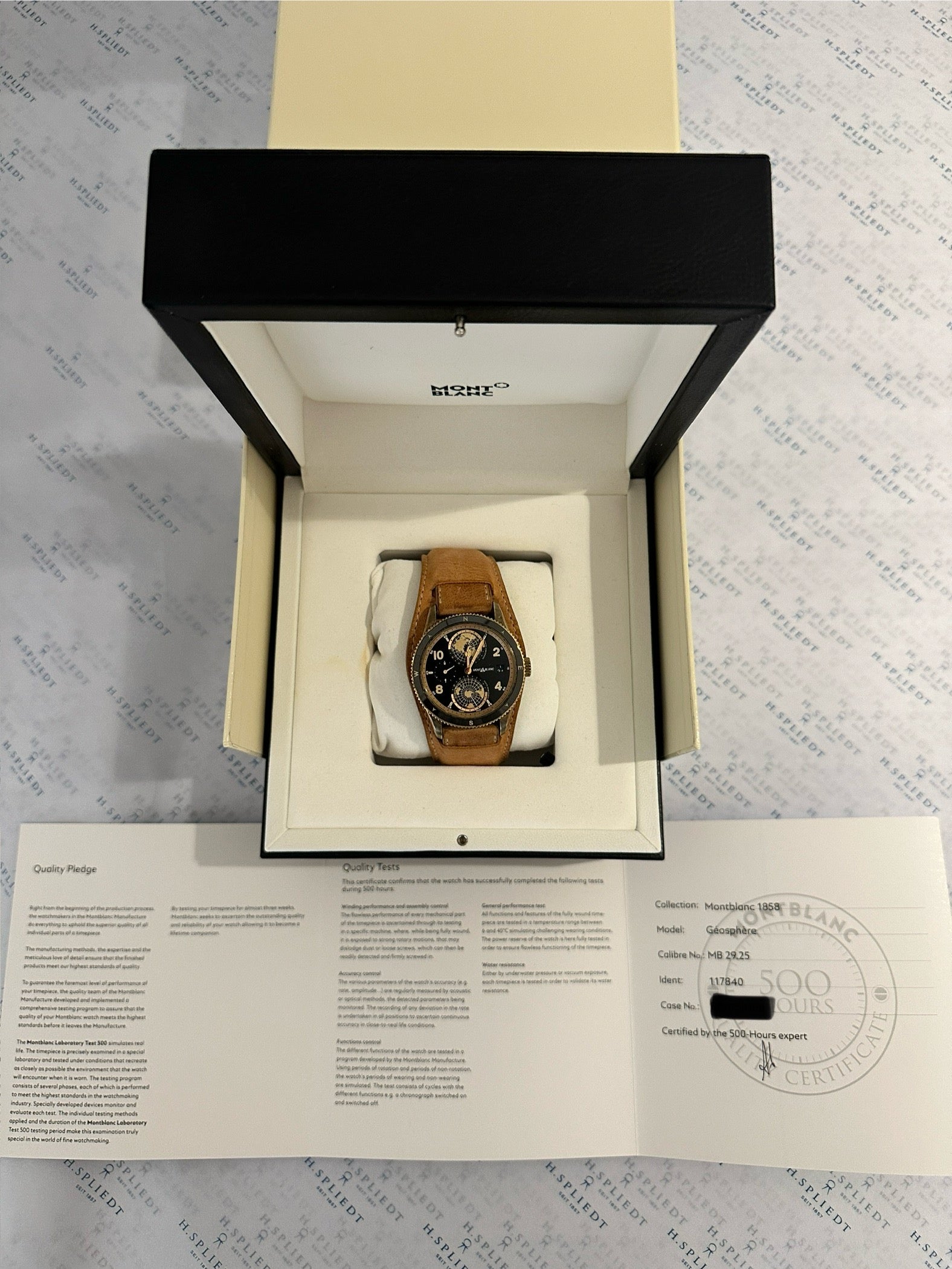 Montblanc 1858 Geosphere Bronze Automatik mit braunem Lederarmband im Karton