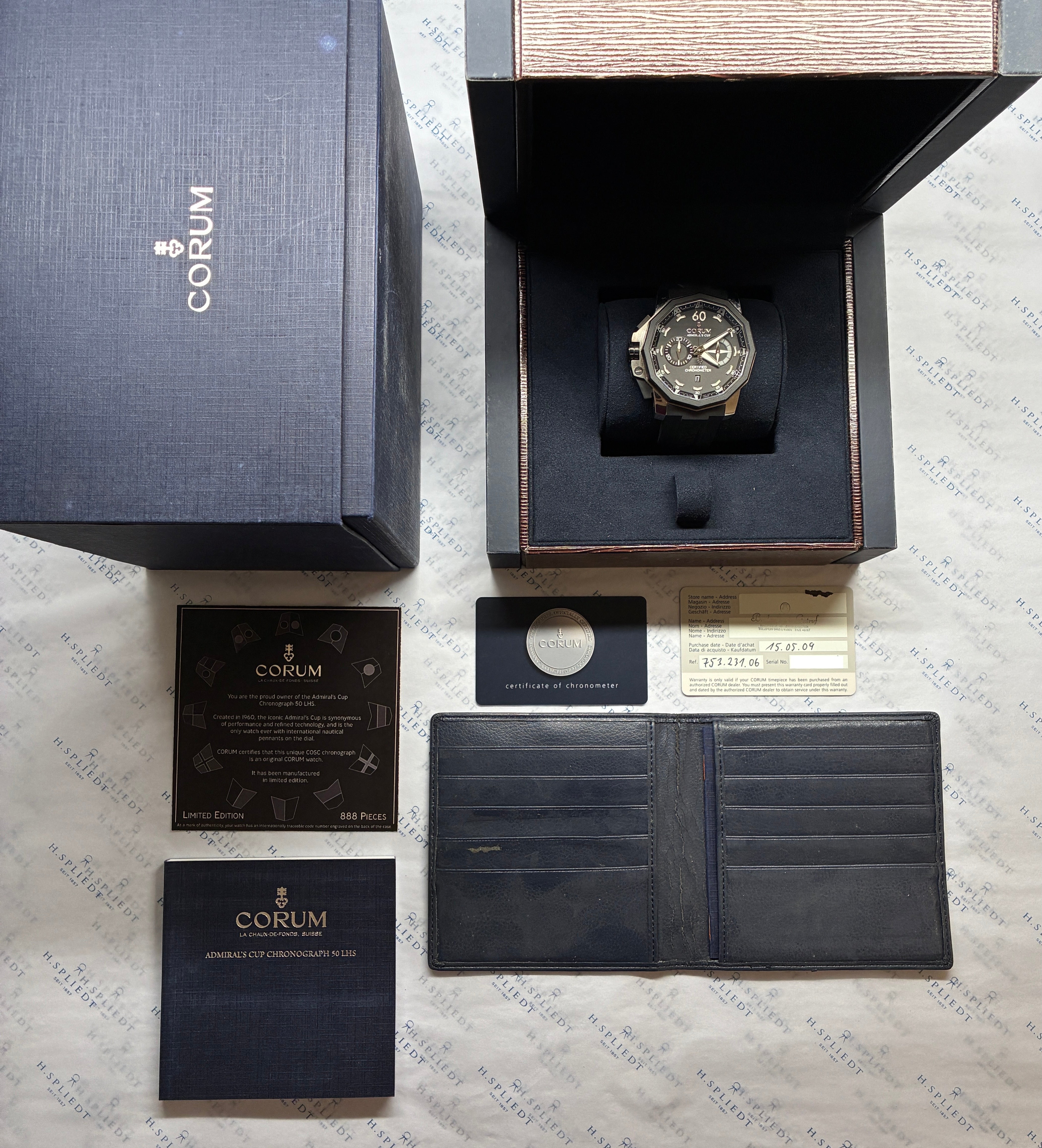 Corum Admiral's Cup Seafender 50 Chrono LHS aus Titan, Automatik, Baujahr 2009, im Full-Set