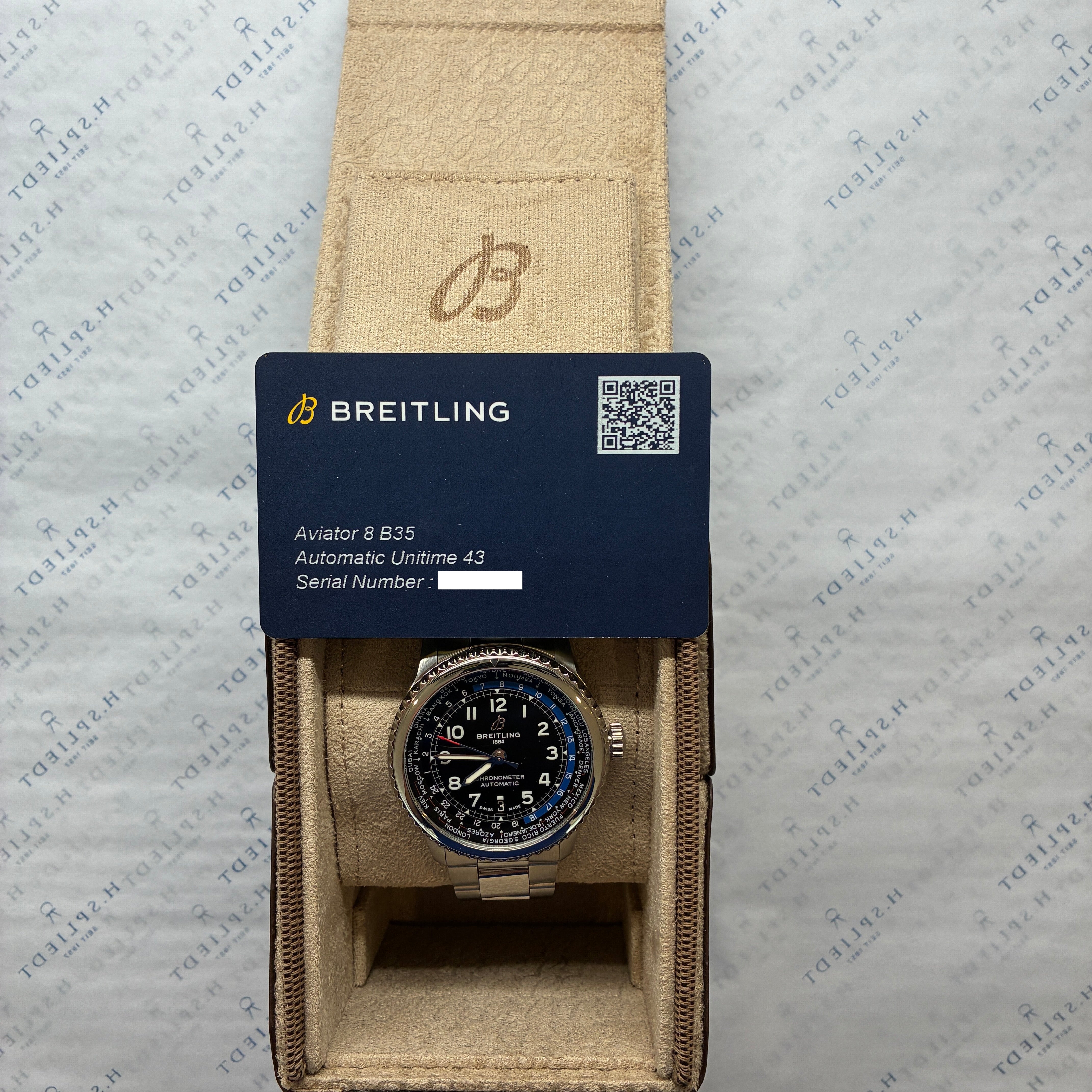 Aviator 8 B35 / Automatic Unitime 43 / Like Unworn / Black Dial / Full-Set / 2025