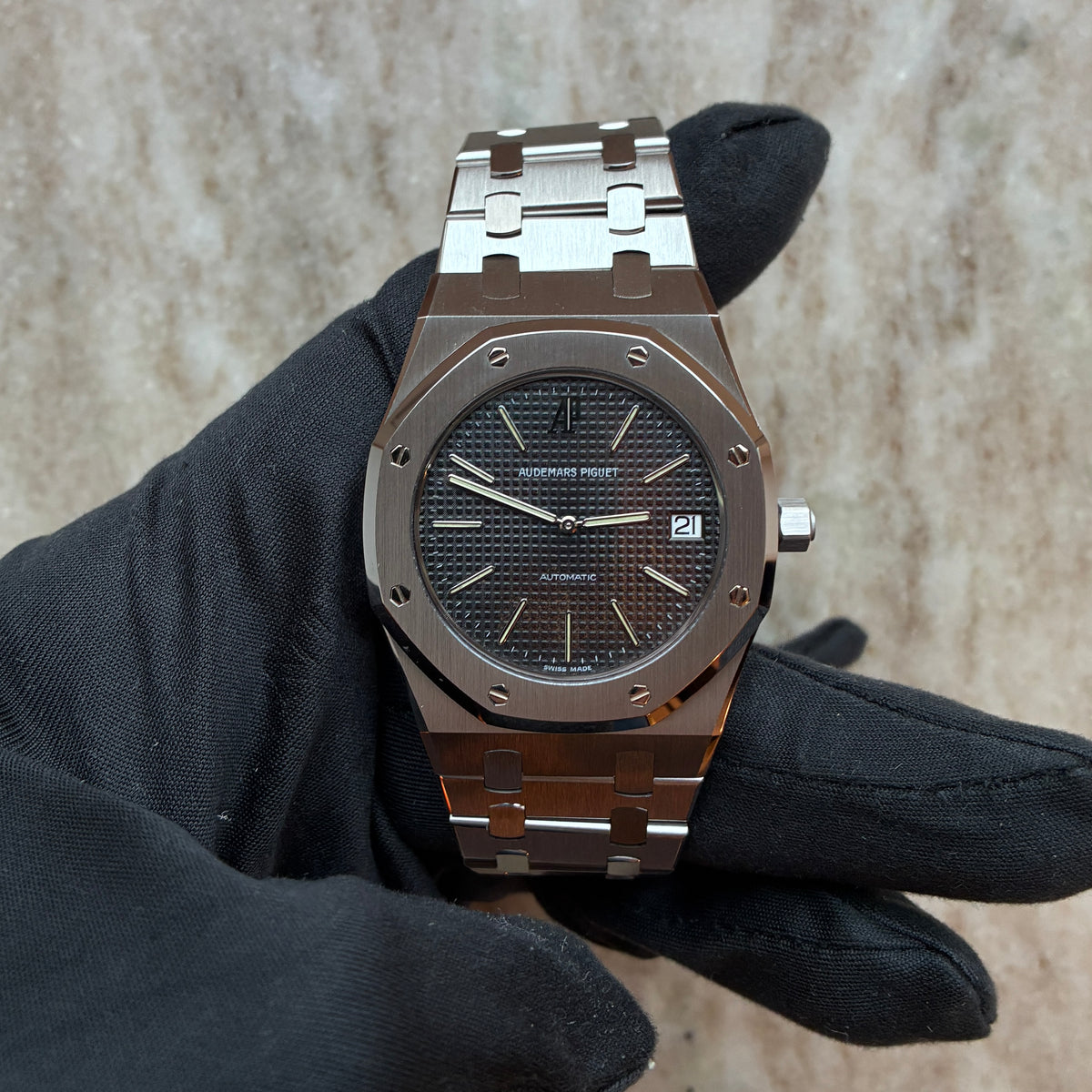 Royal Oak Jumbo / Tropical Dial / Vintage / Jubilee / Audemars Piguet Service Nov. 2026 / All links / 20 Years Edt. / Limited 1 of 1000 / Box & Certificate of authenticity / 1994 - Juwelier Spliedt
