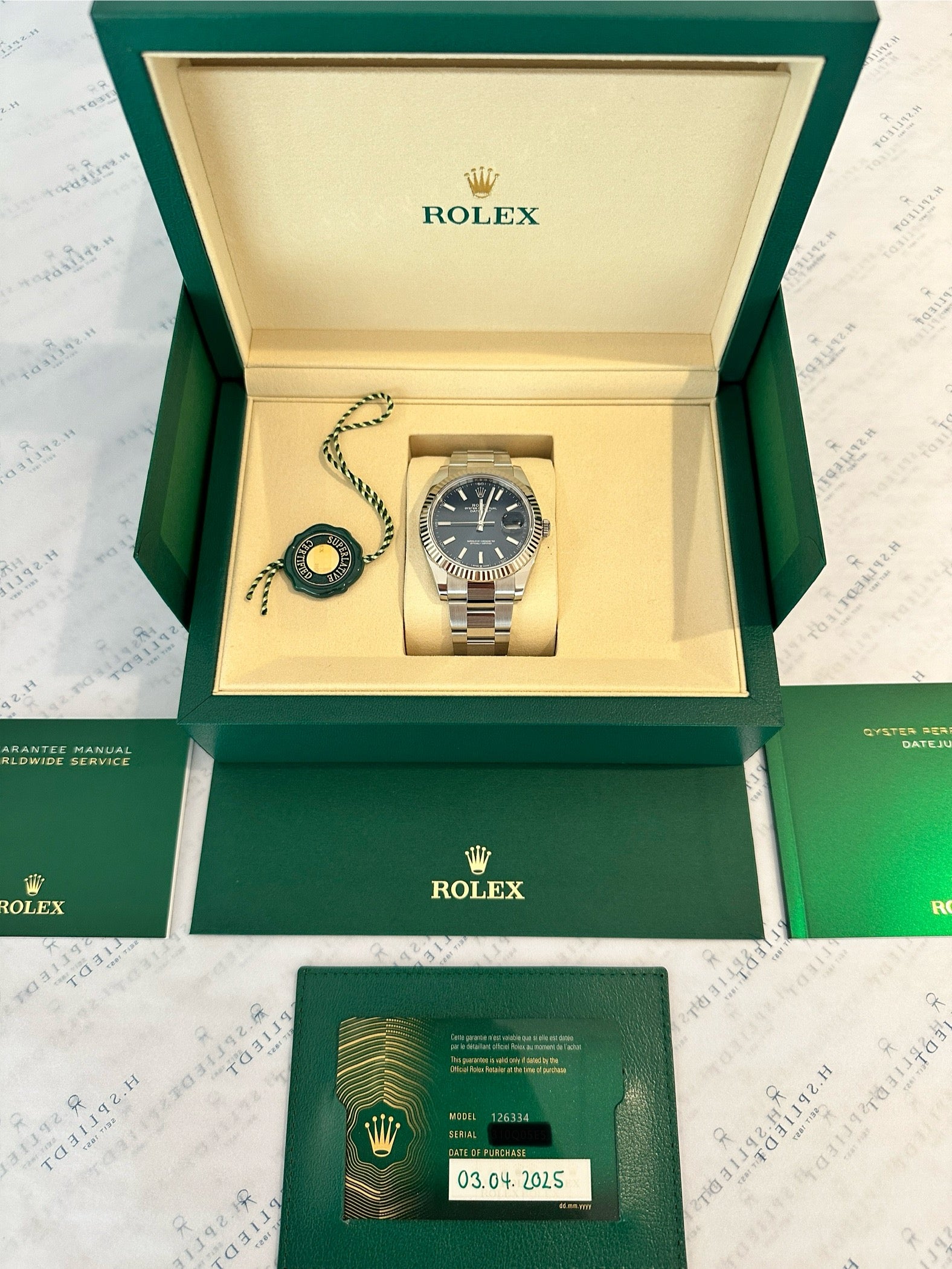Rolex Datejust 41 Blue Oyster in Stahl, neuwertig, mit Box und Papieren aus 2025