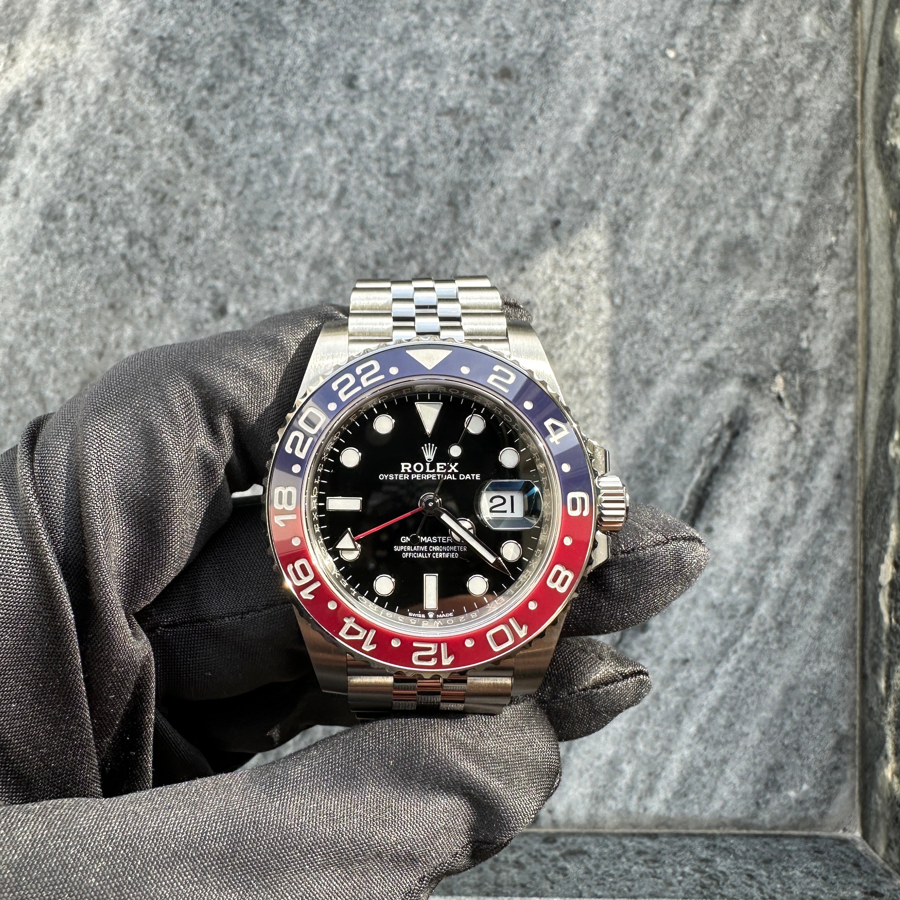 Rolex GMT-Master II Pepsi Jubilee 40 mm Edelstahlautomatic mit Datumsanzeige und zweite Zeitzone