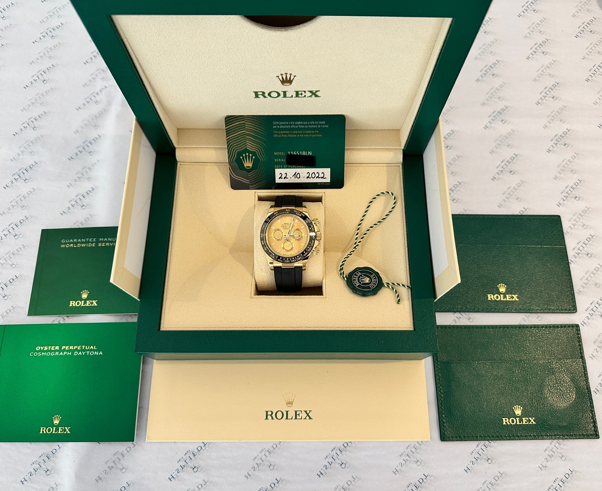 Rolex Daytona 116518LN Gelbgold Automatikuhr mit Zertifikat und Verpackung