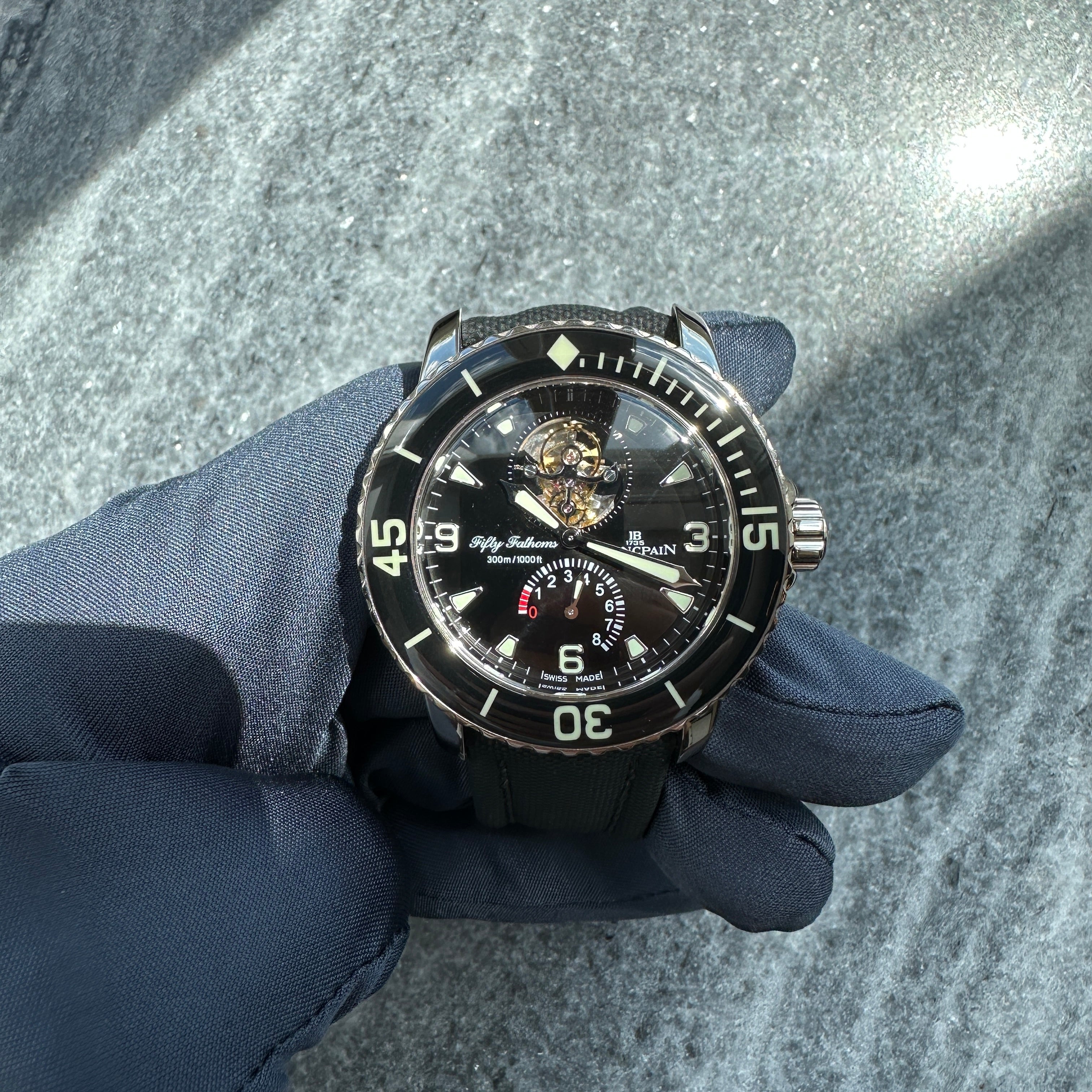 Sport Tourbillon Fifty Fathoms 8 Days Whitegold 5025-1530 / Service 2023 incl. Card / pretty good Condition / 2008