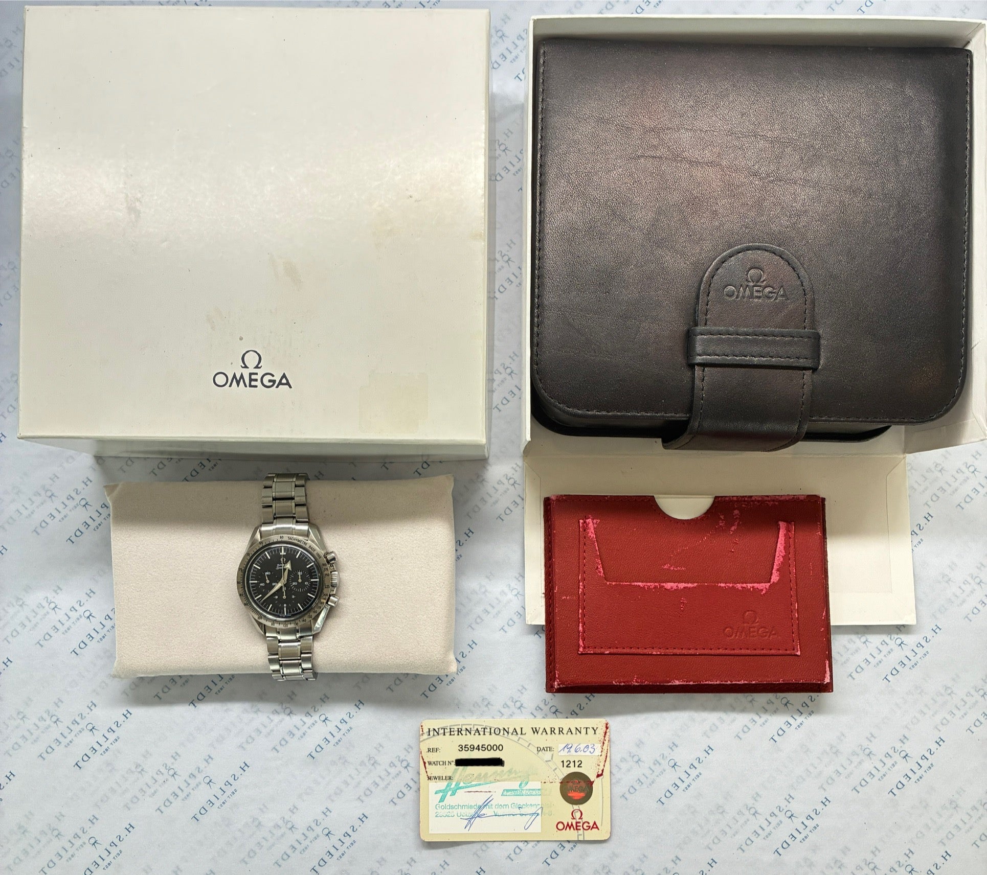 Omega Speedmaster Broad Arrow Stahl Automatik 2003 im Full-Set mit Box und Papieren