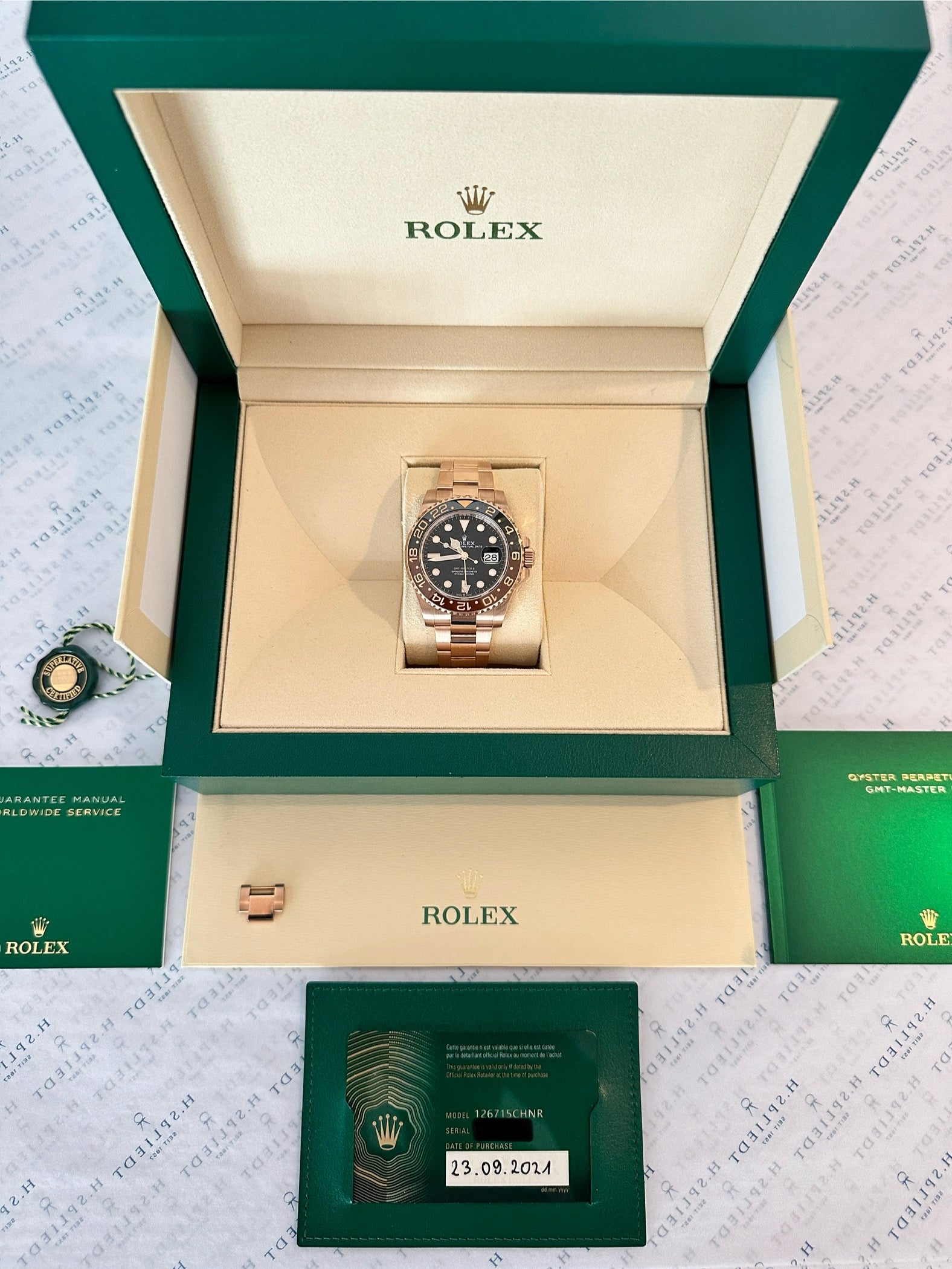 Rolex GMT-Master II Full Everose 40 mm Roségold aus dem Jahr 2021 im Full Set