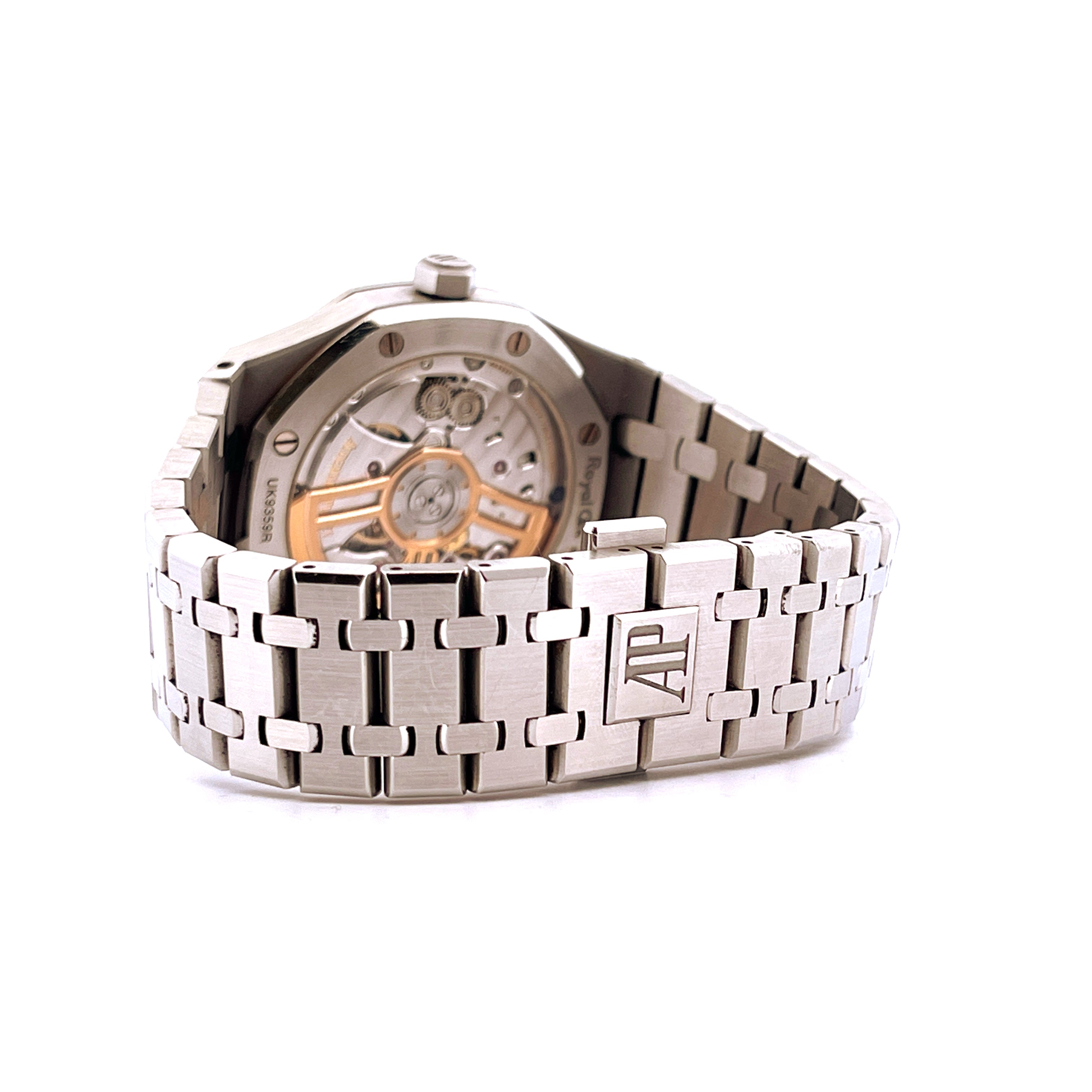 Audemars Piguet Royal Oak 15500ST Edelstahl mit Sichtboden und AP-Logo auf Armband