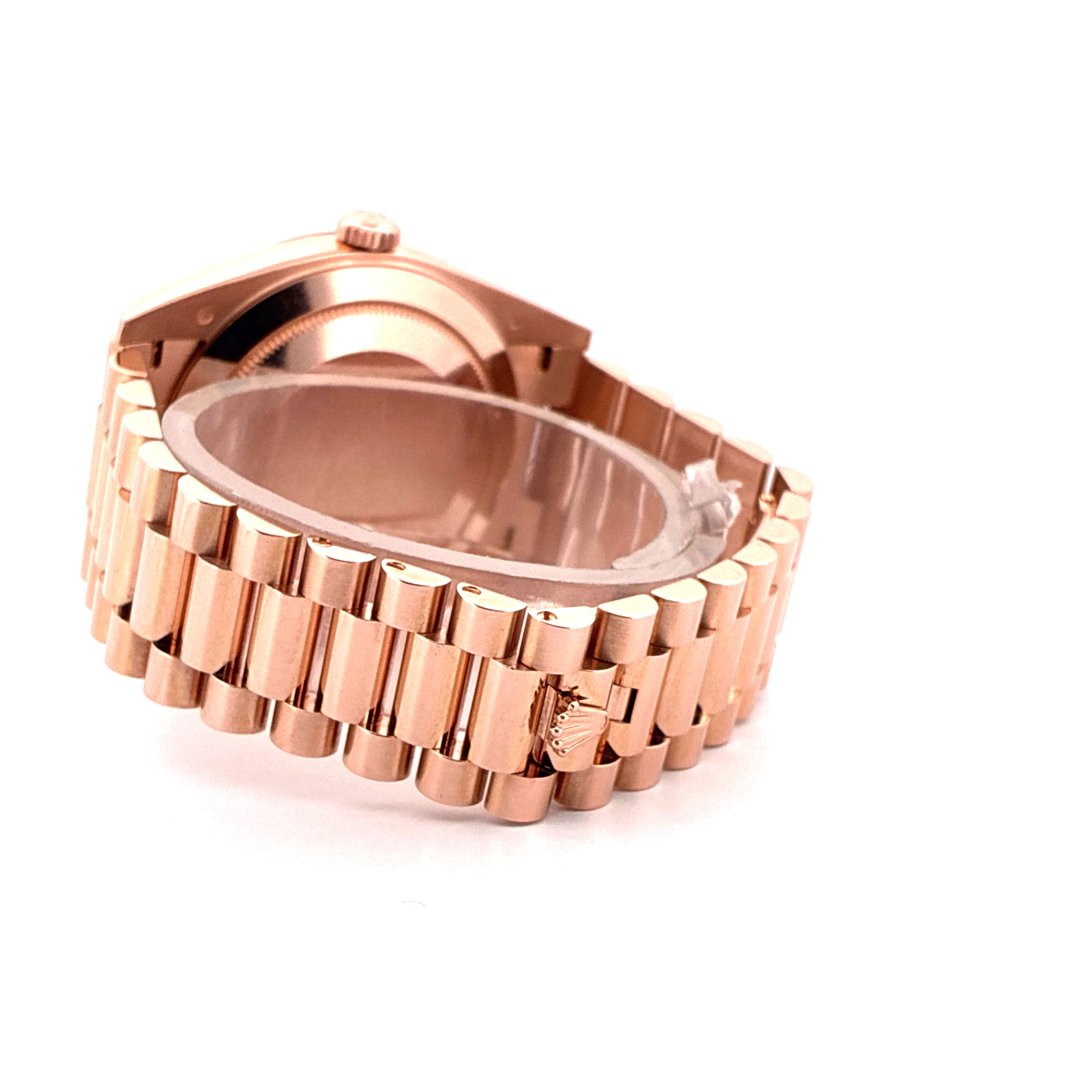 Rolex Day-Date 40 Roségold, Seitenansicht des Armbands mit Schließe