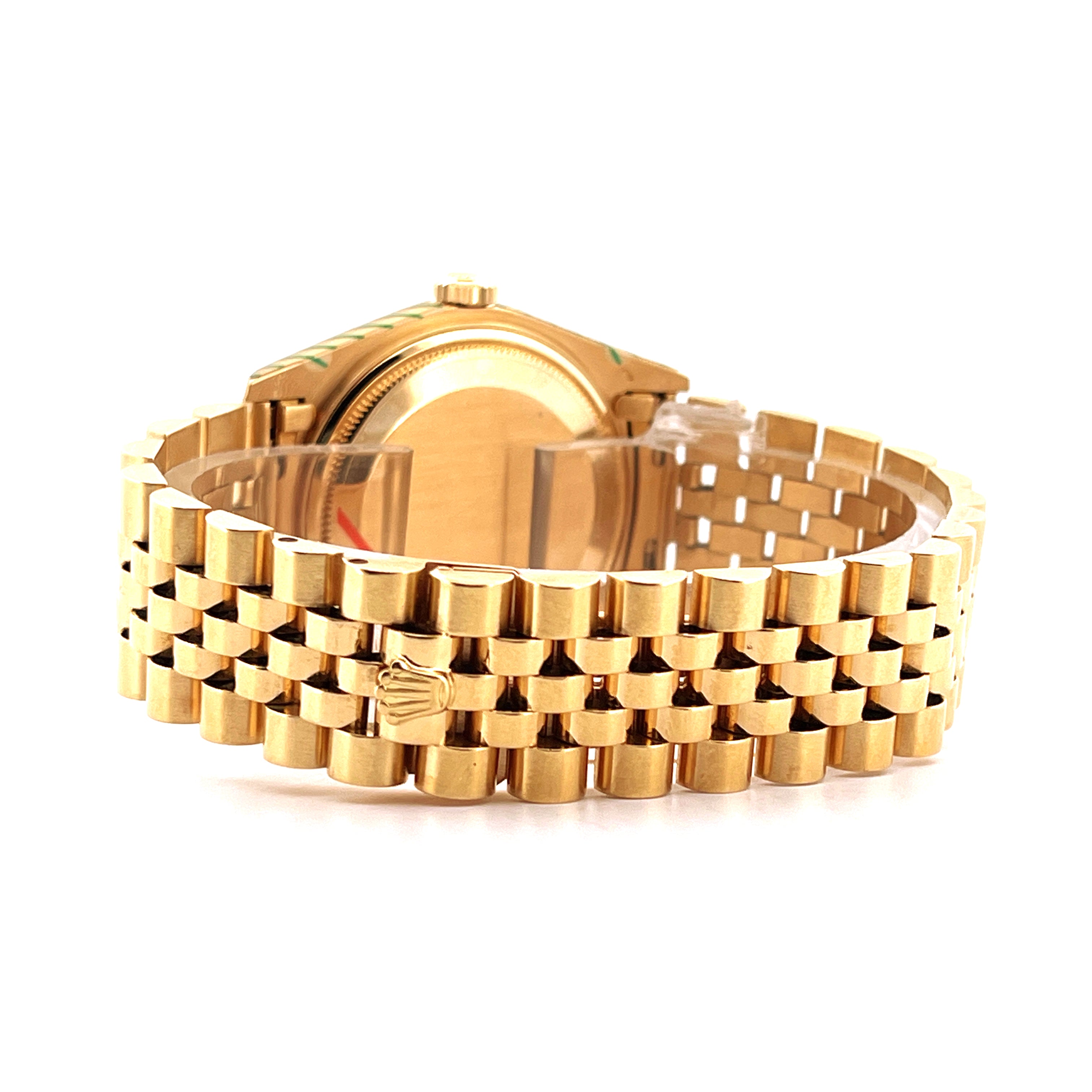 Rolex Datejust 36 Gelbgold; Seitenansicht des Gehäuses und des Präsidentenarmbands