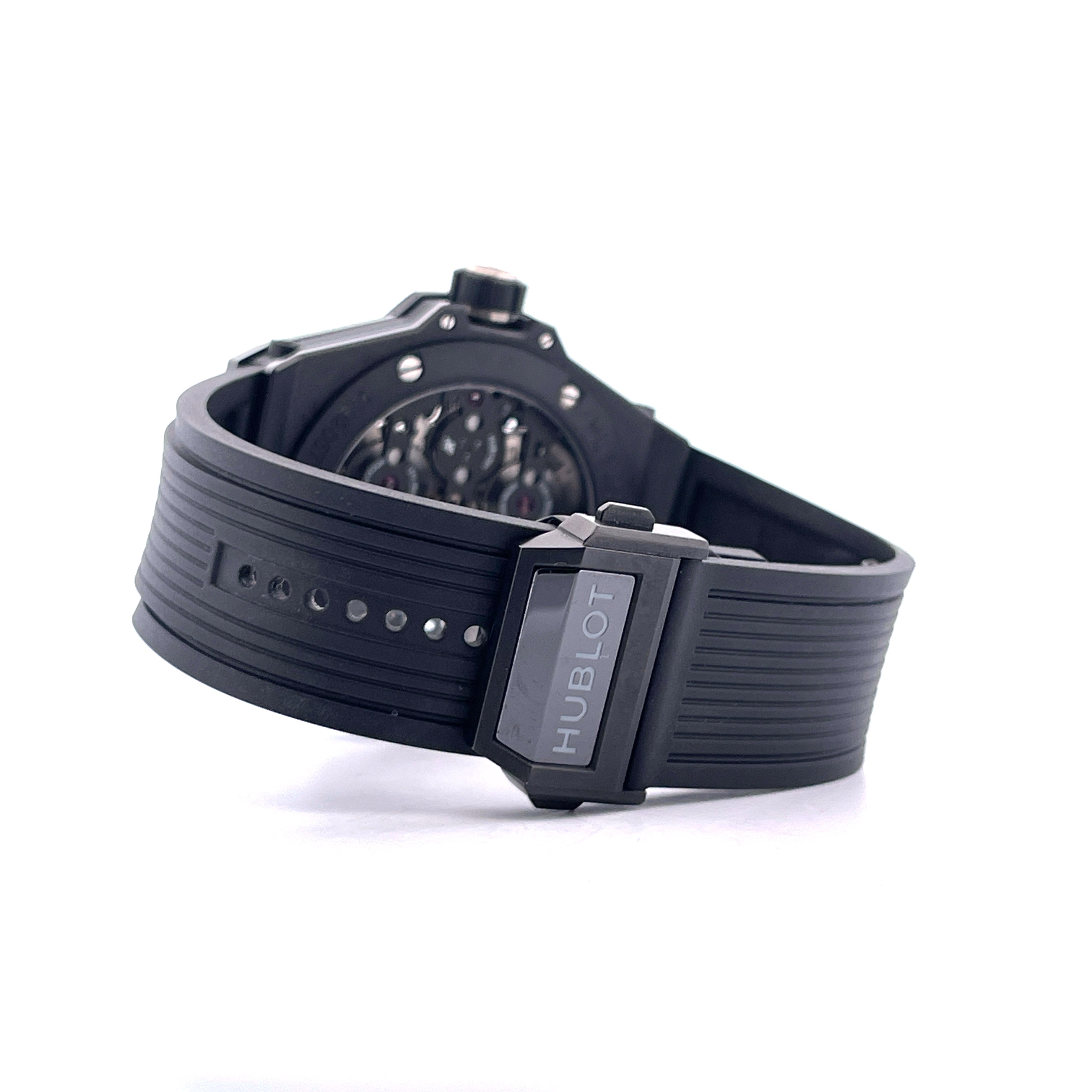 Hublot Big Bang MECA 10 Handaufzug Keramik Uhr mit schwarzem Kautschukarmband und Hublot-Schließe