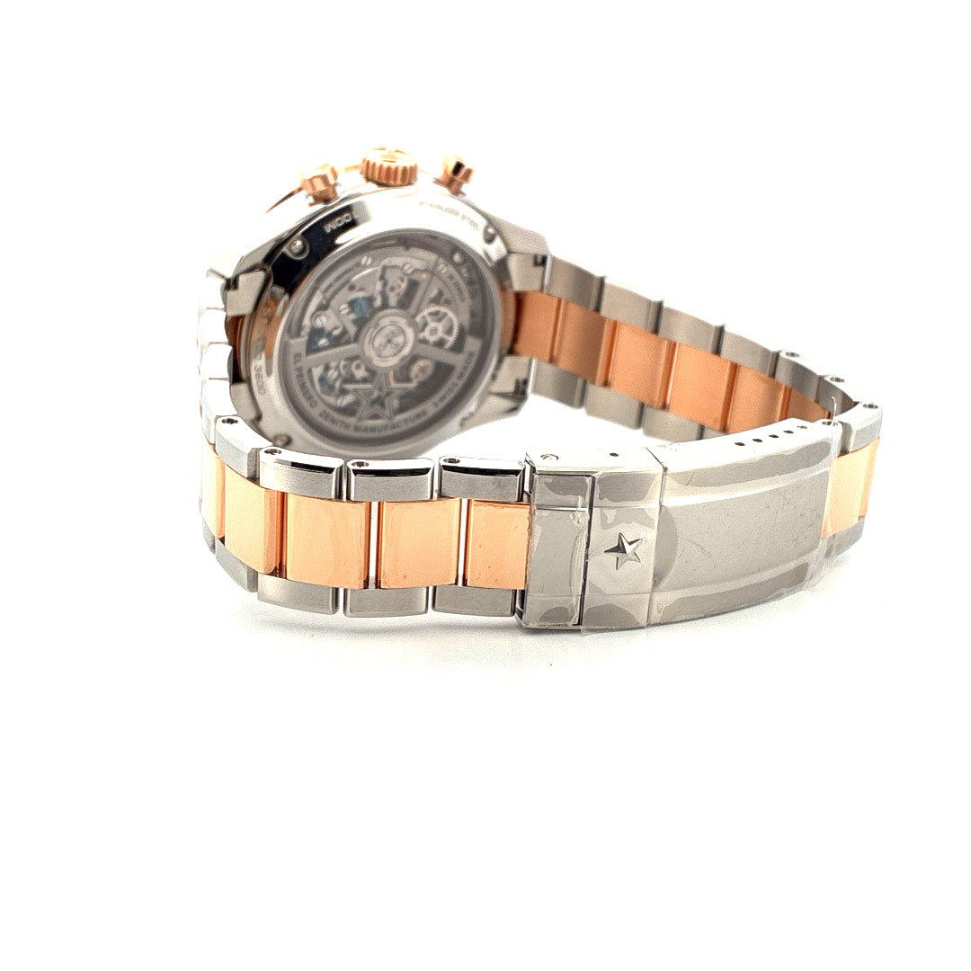 Zenith Chronomaster Sport Bicolor Roségold, Seitenansicht eines bicolor Stahl-Roségold-Armbands