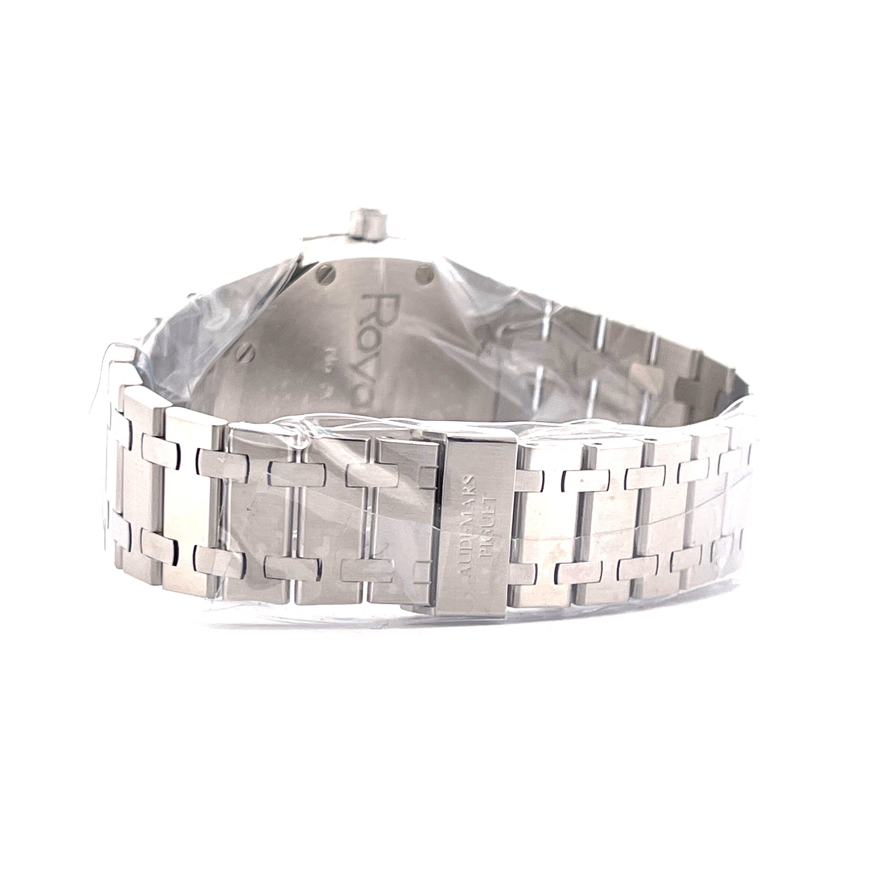 Audemars Piguet Royal Oak Jumbo 5402ST Edelstahlarmband und Schließe mit Gravur von hinten gesehen