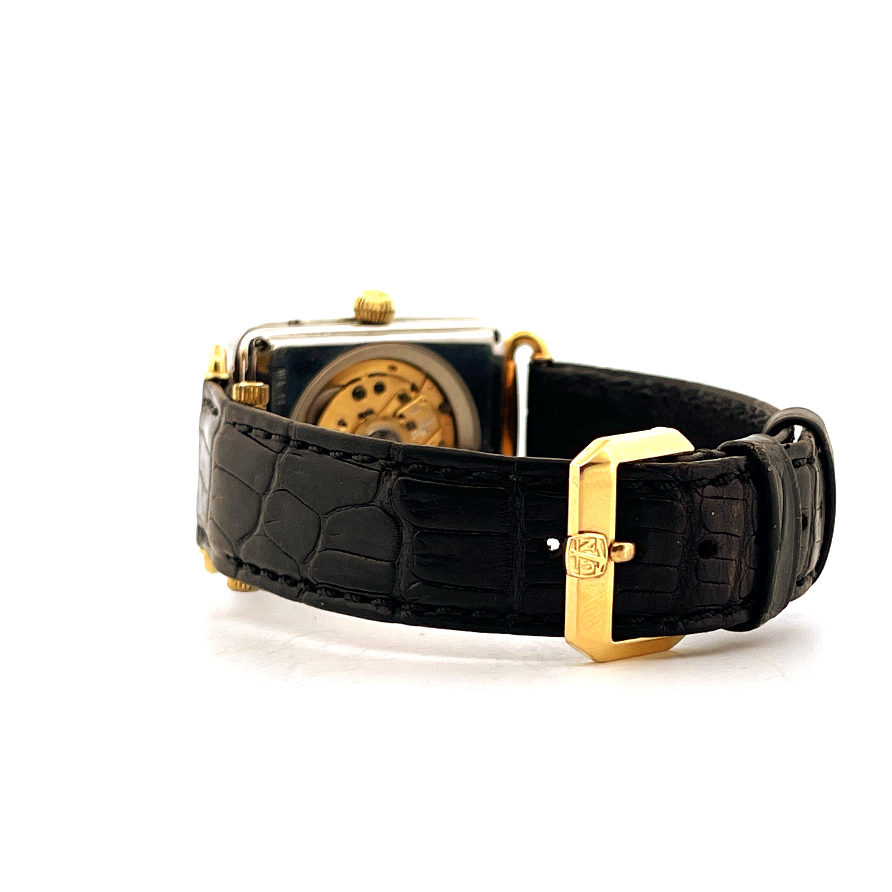 Ulysse Nardin Michelangelo Rückseite mit Automatikwerk und schwarzem Krokodillederarmband