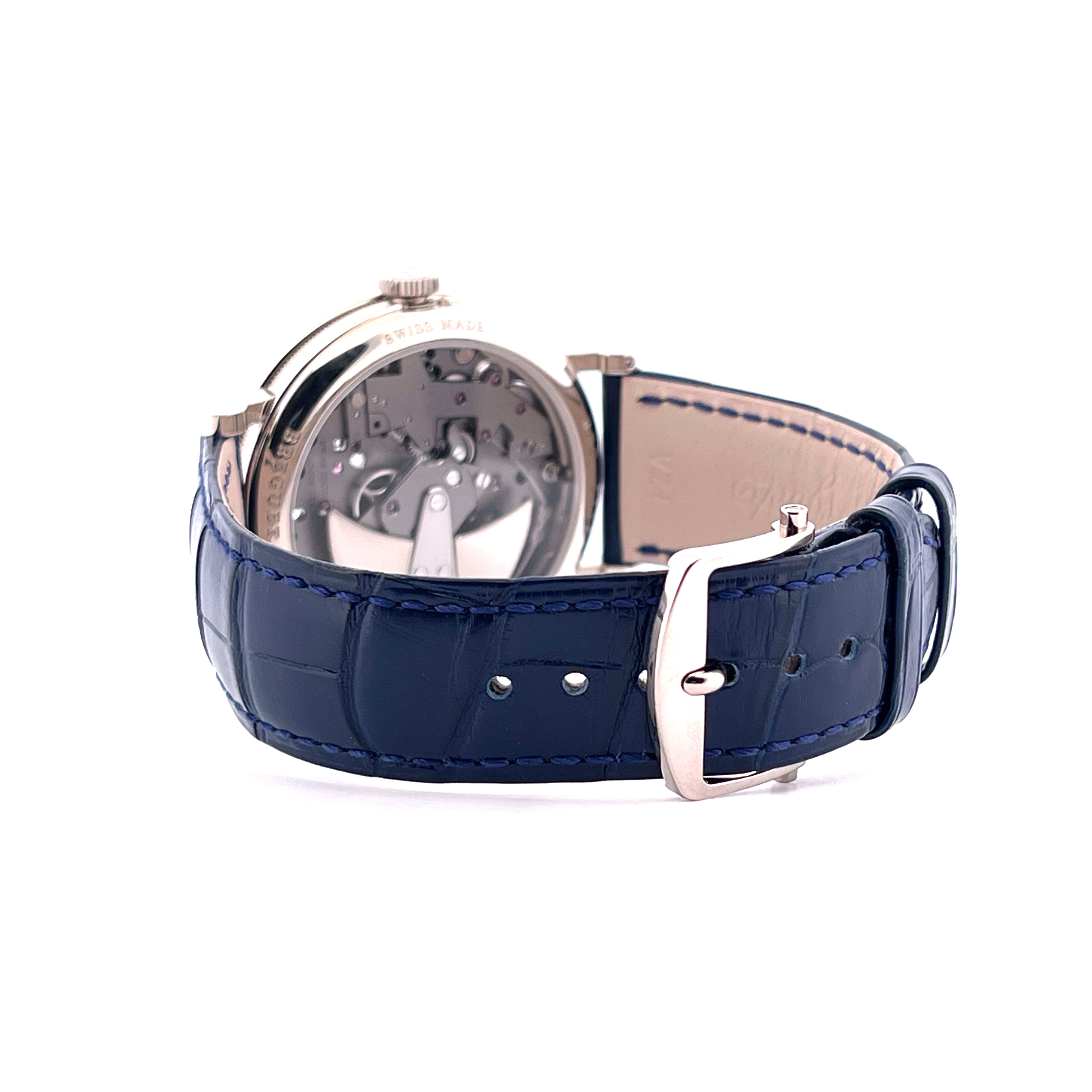 Breguet Tradition Automatik Weißgold mit blauem Krokodillederarmband und Schließe