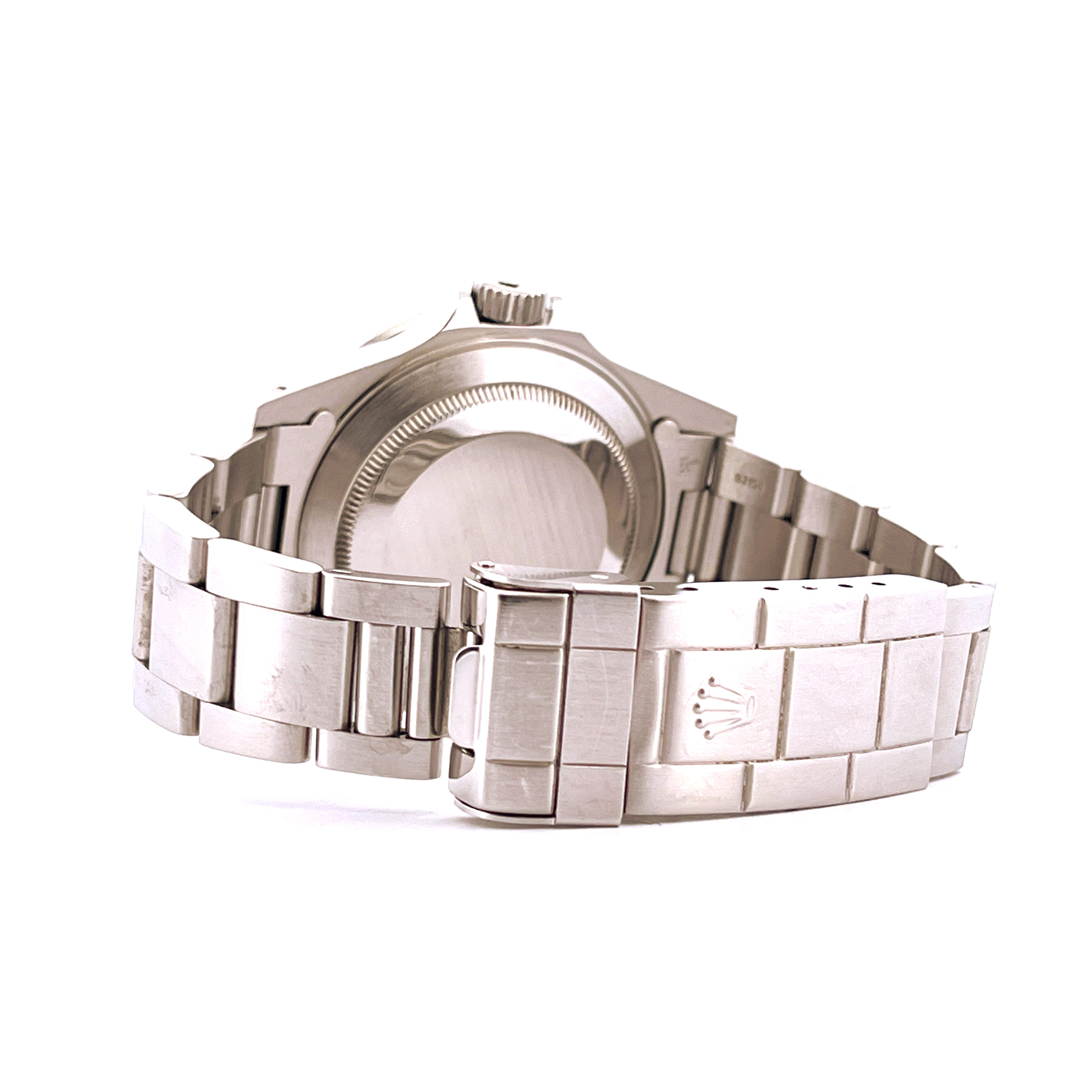 Rolex Submariner 14060M von hinten, Stahlarmband mit Schließe und Krone