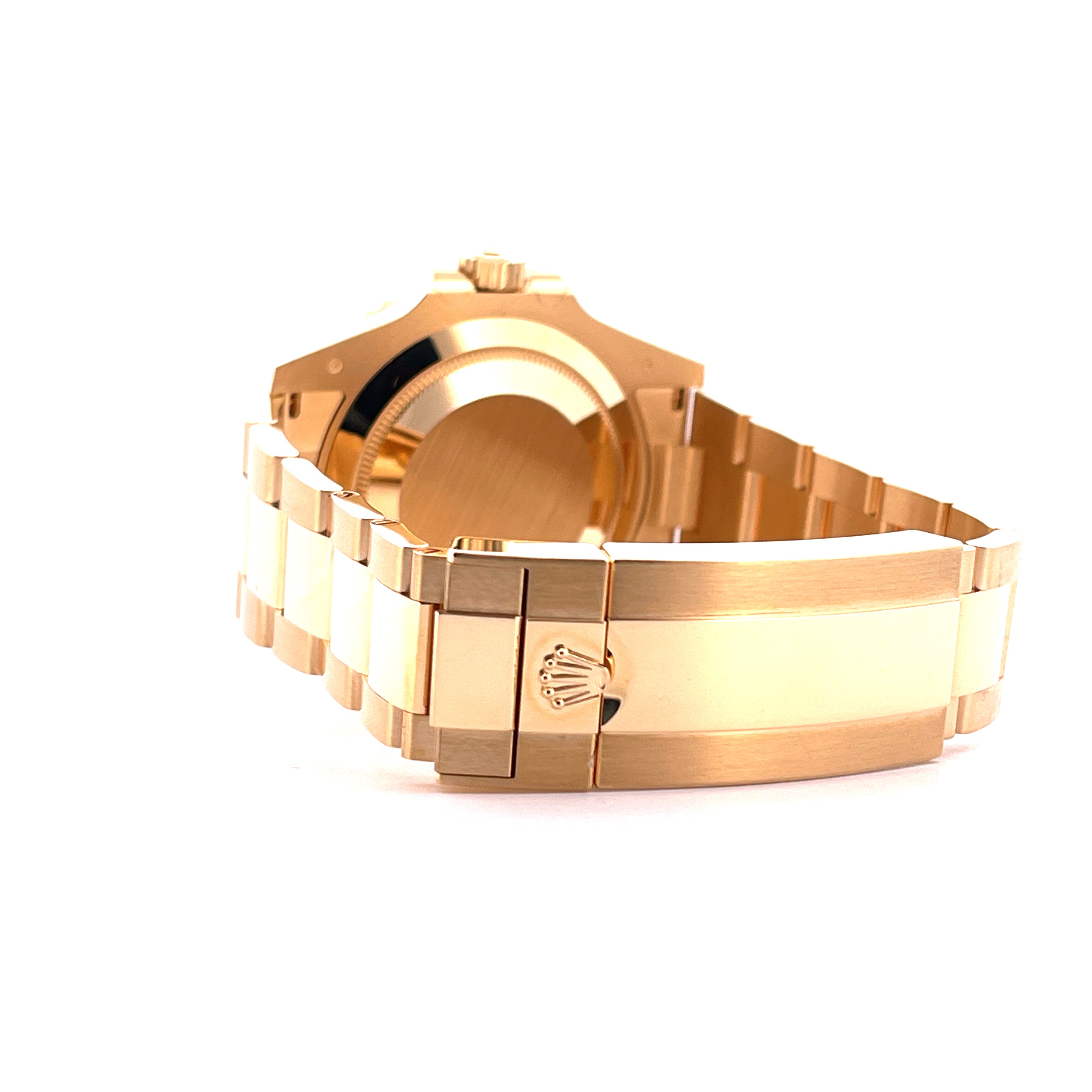 Rolex Submariner Date 126618LB Gelbgold Seitenansicht mit Schließe und Logo
