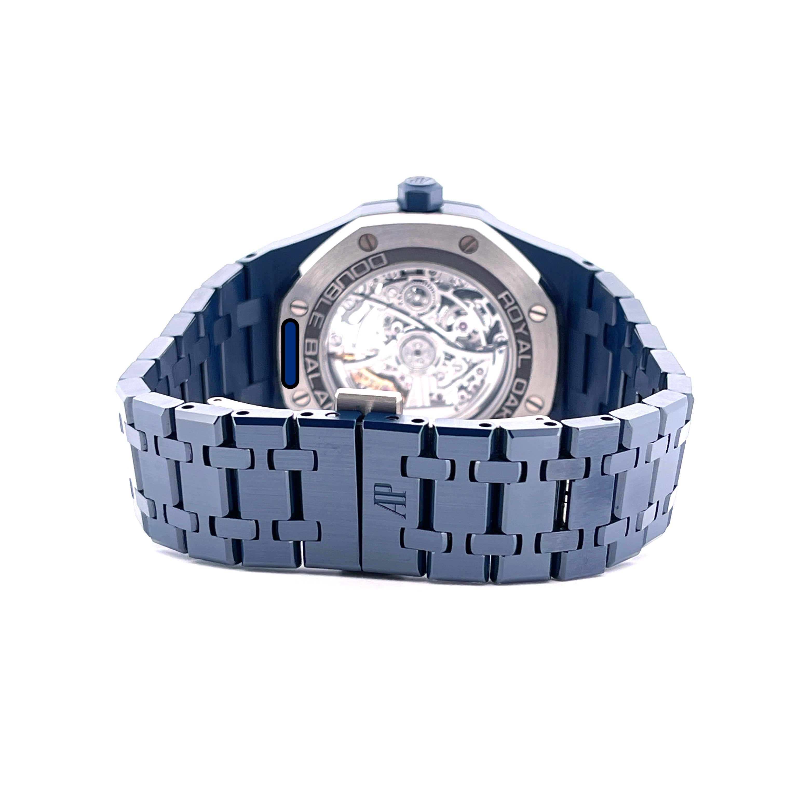 Royal Oak Blue Ceramic Double Balance Wheel Openworked / Bleu Nuit Nuage / Perfect Condition / Full Set / All Links / In Stock / Germany 2025