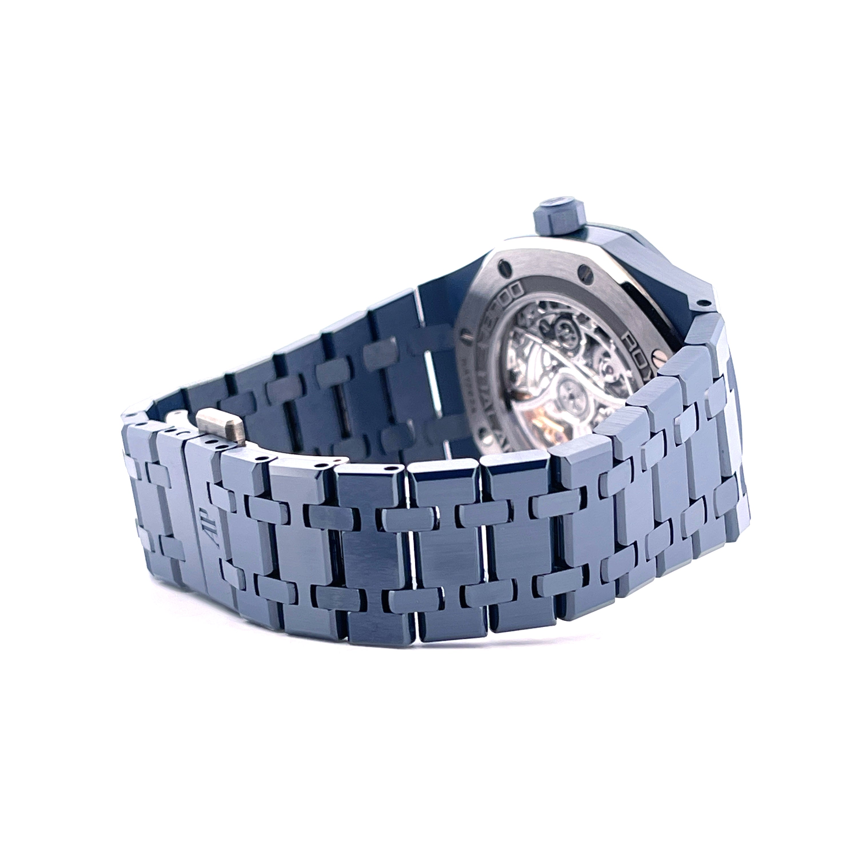 Royal Oak Blue Ceramic Double Balance Wheel Openworked / Bleu Nuit Nuage / Perfect Condition / Full Set / All Links / In Stock / Germany 2025