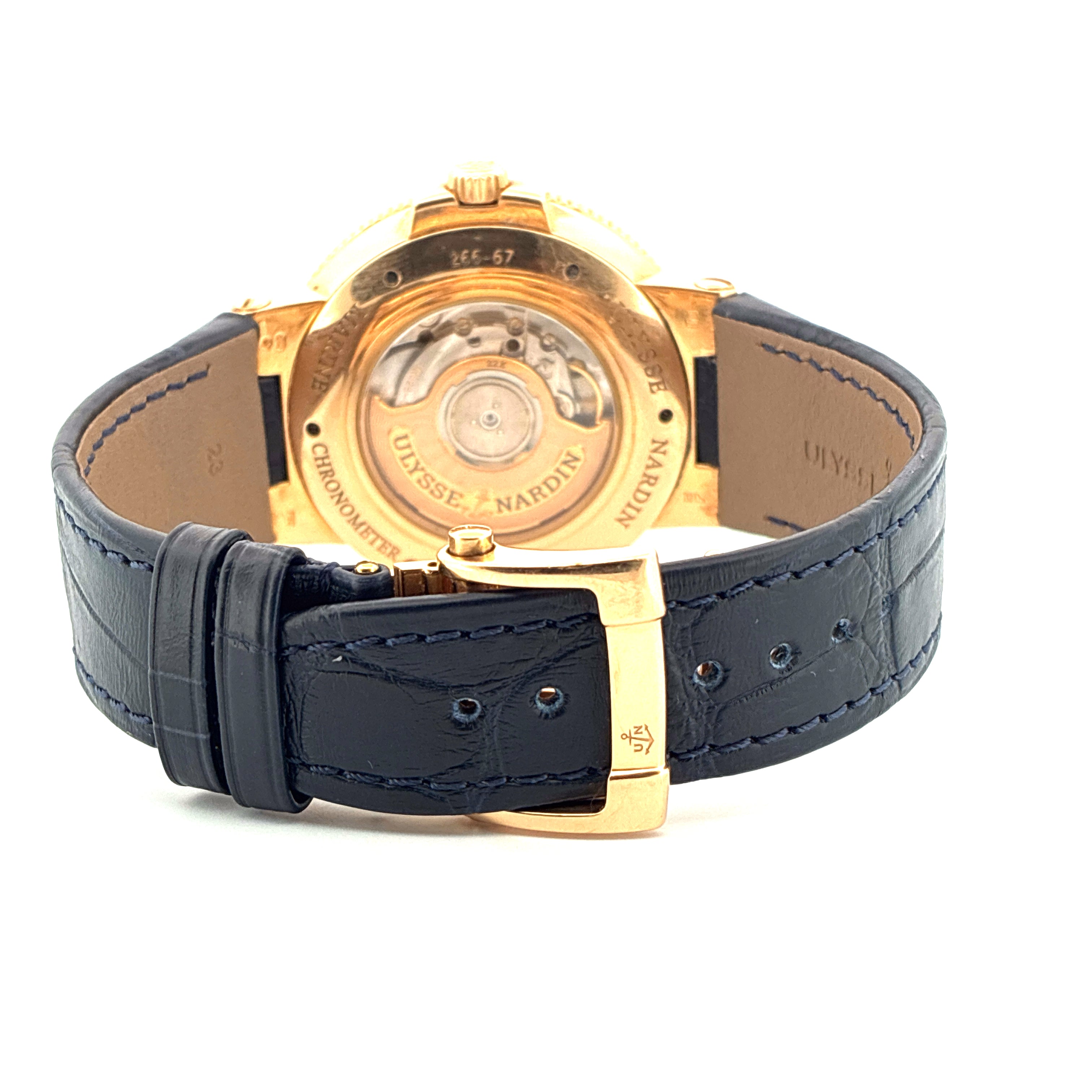 Maxi Marine Chronometer 43mm Blue Dial / Folding clasp / Box & Papers