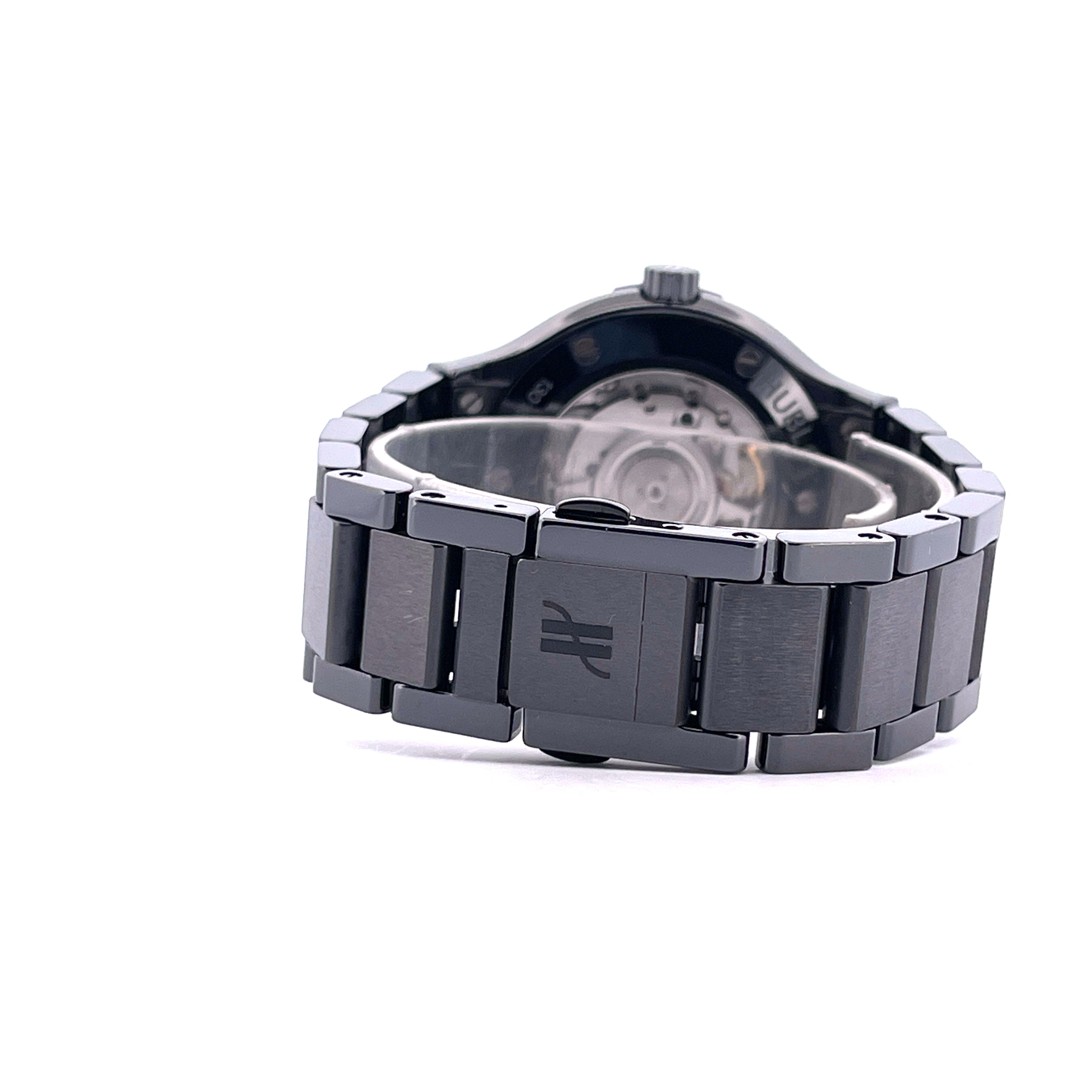 Hublot Classic Fusion Black Magic Diamonds mit schwarzem Keramikarmband und Schließe mit eingraviertem Logo