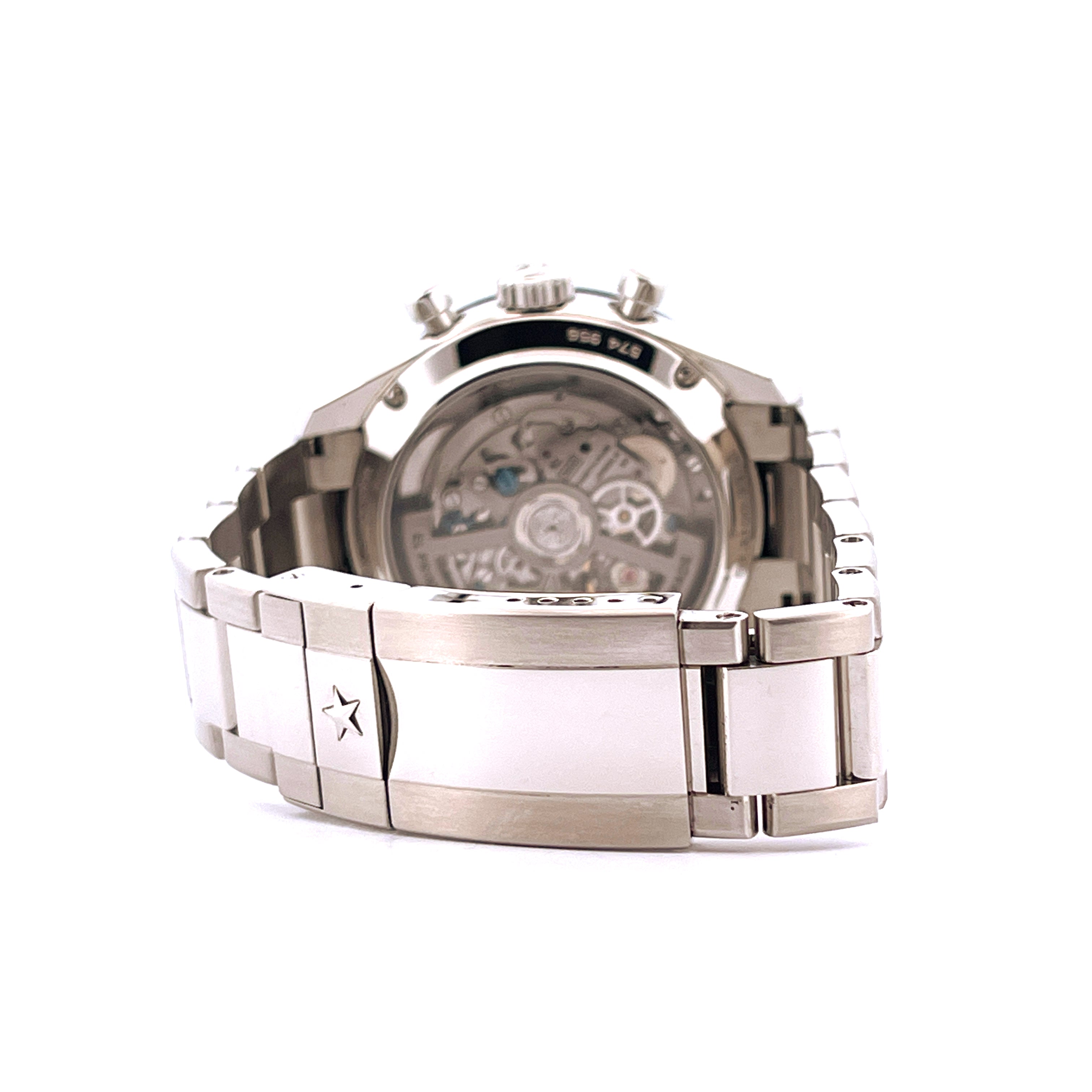 Zenith Chronomaster Sport 2021 Edelstahl auf der Rückseite mit Sichtwerk und Stern auf der Schließe