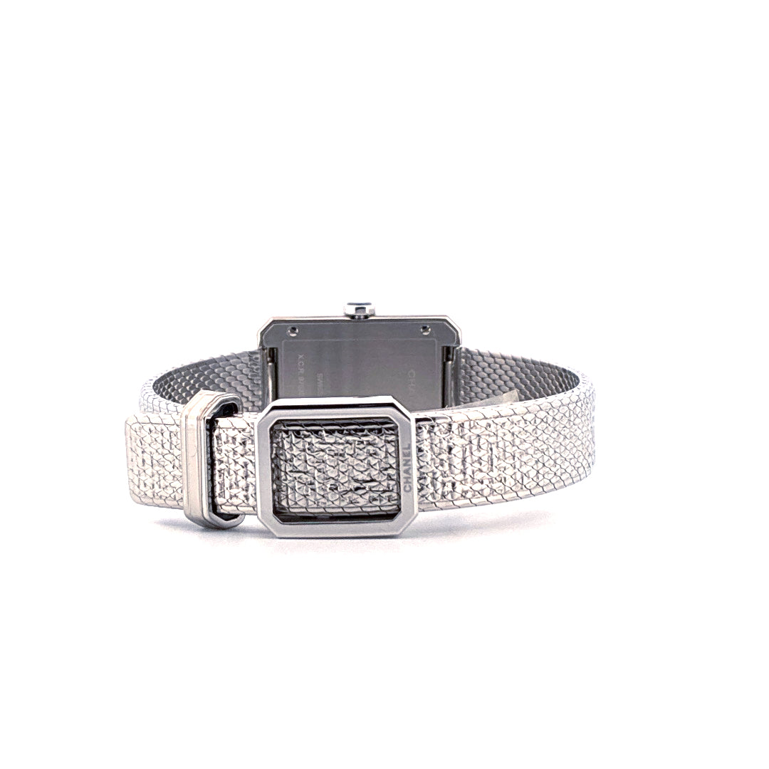 Chanel Boyfriend mit Diamanten, Rückansicht mit Edelstahlarmband und Dornschließe