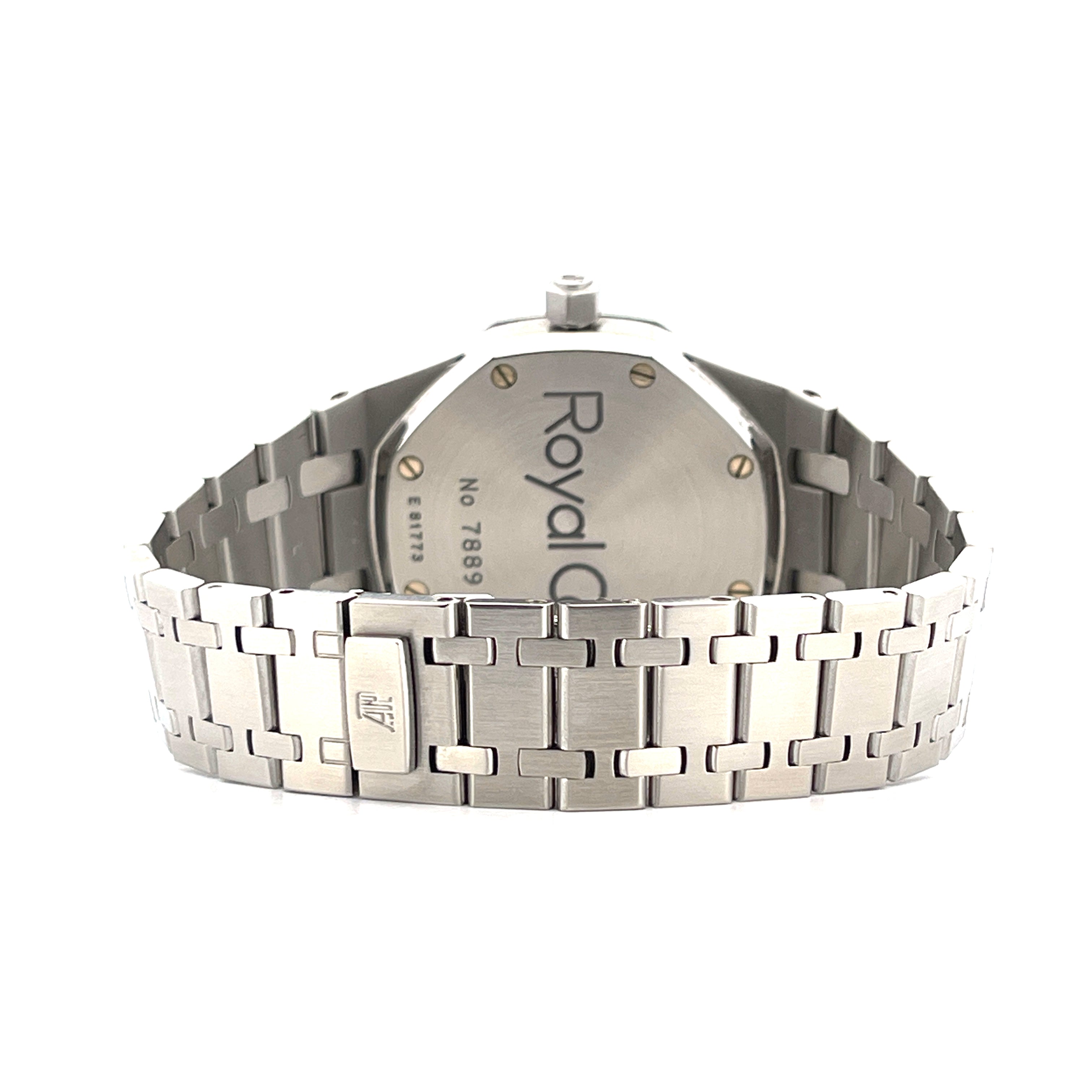 Audemars Piguet Royal Oak 14790ST Rückseite einer Edelstahl-Herrenuhr mit nummeriertem Armband