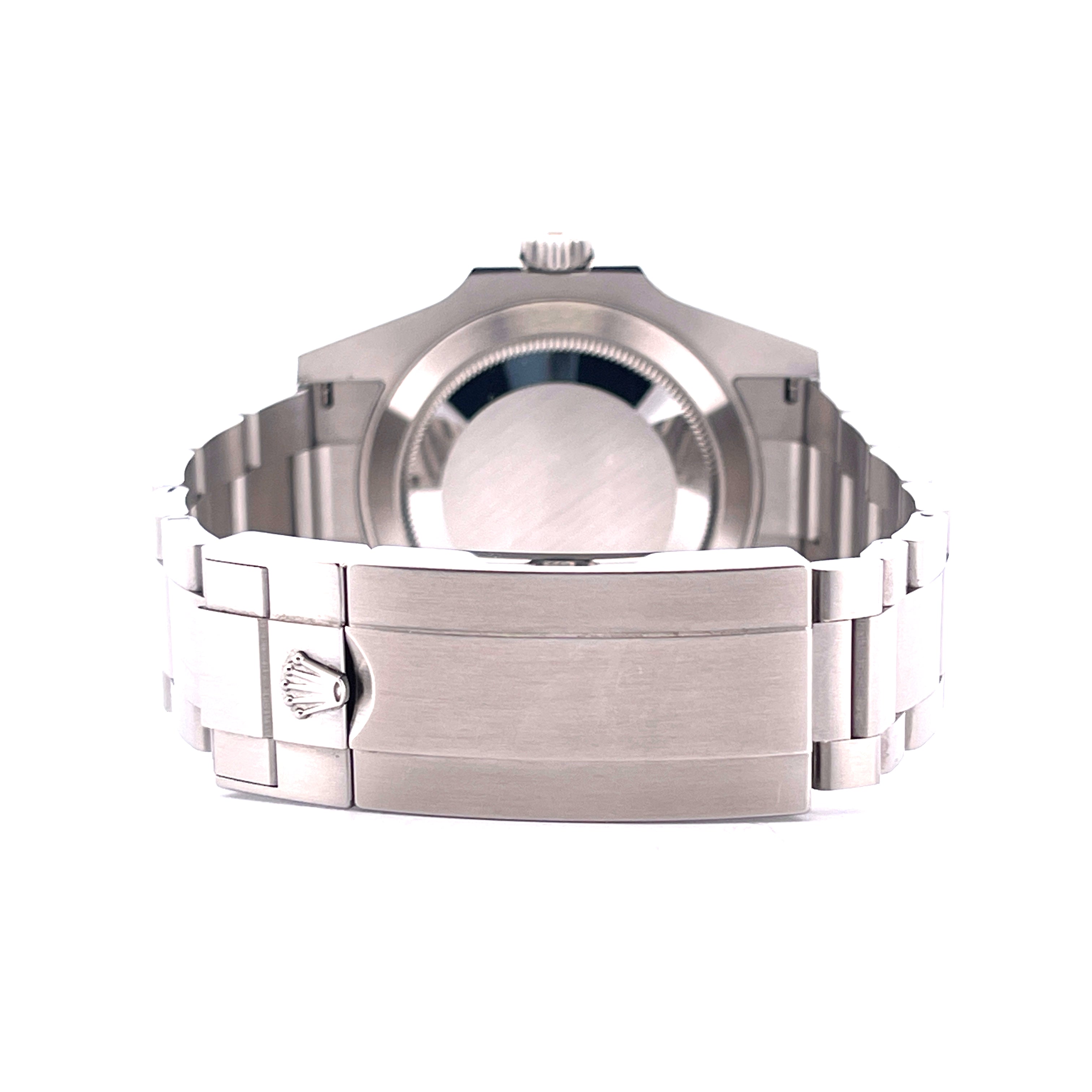 Rolex Submariner No Date 124060, Rückseite mit Stahlschließe und polierter Gehäuseboden