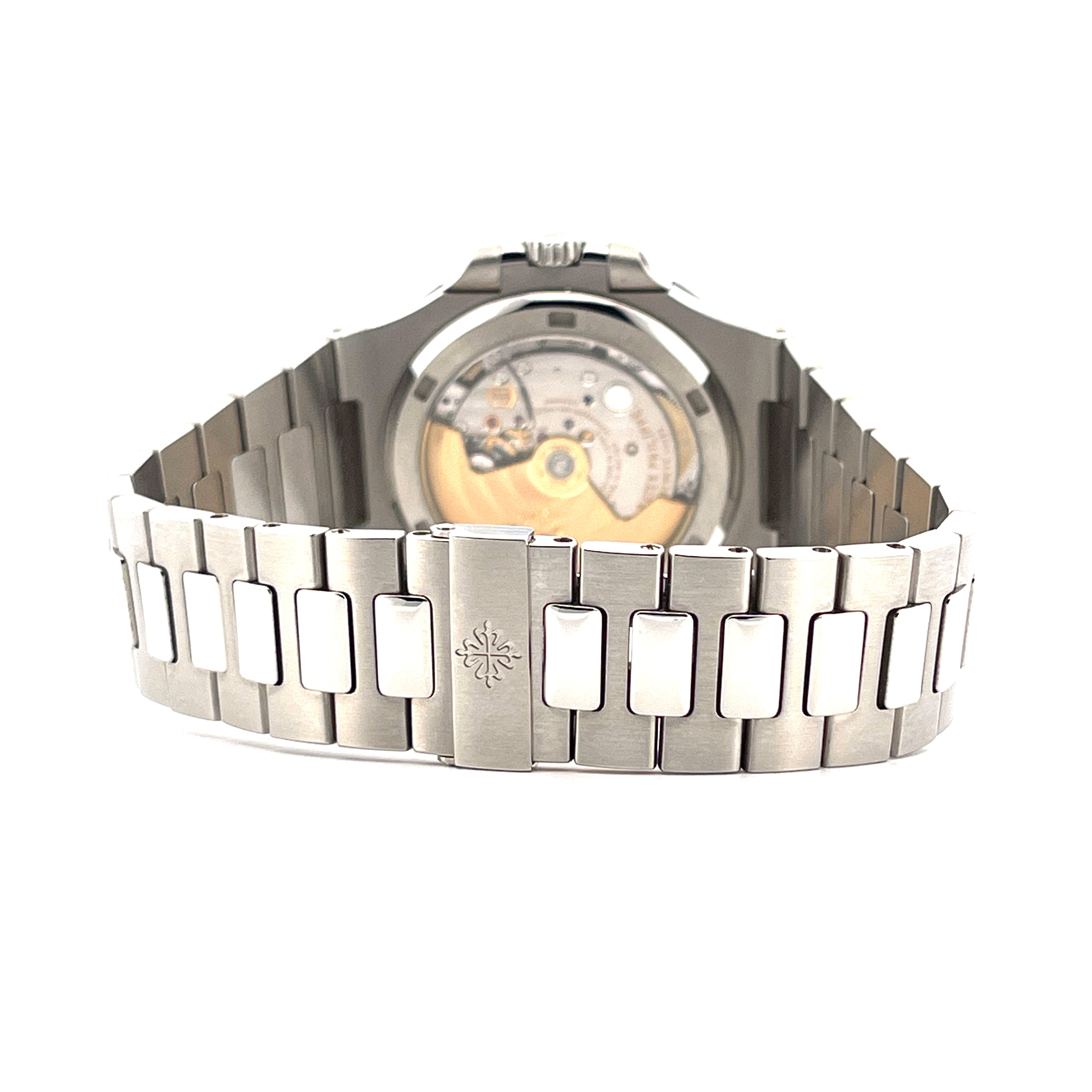 Patek Philippe Nautilus 5711/1A-010 Rückseite mit Sichtboden und Edelstahlarmband