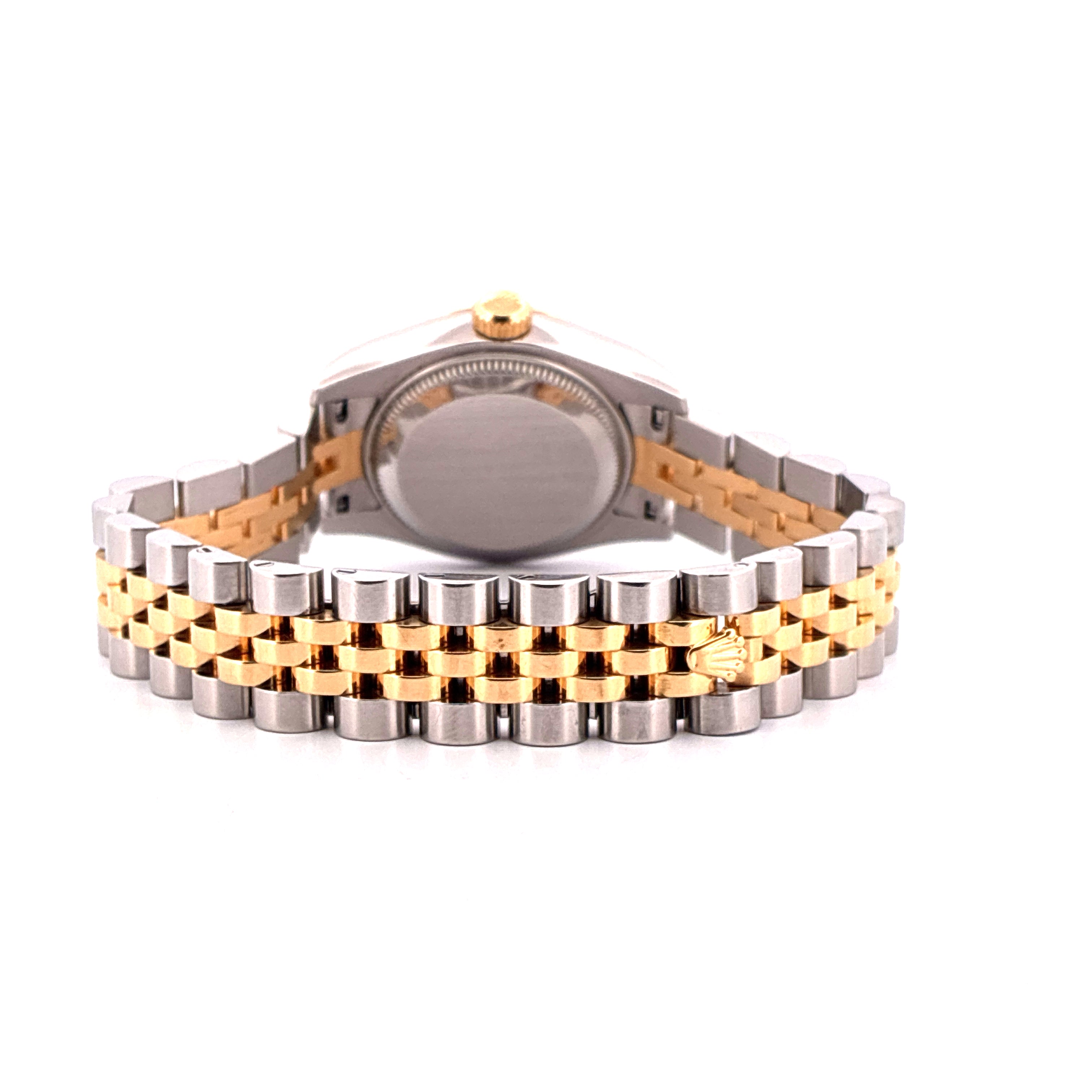 Rolex Lady-Datejust bicolor, Seitenansicht des kombinierten Gold-Stahl-Armbands