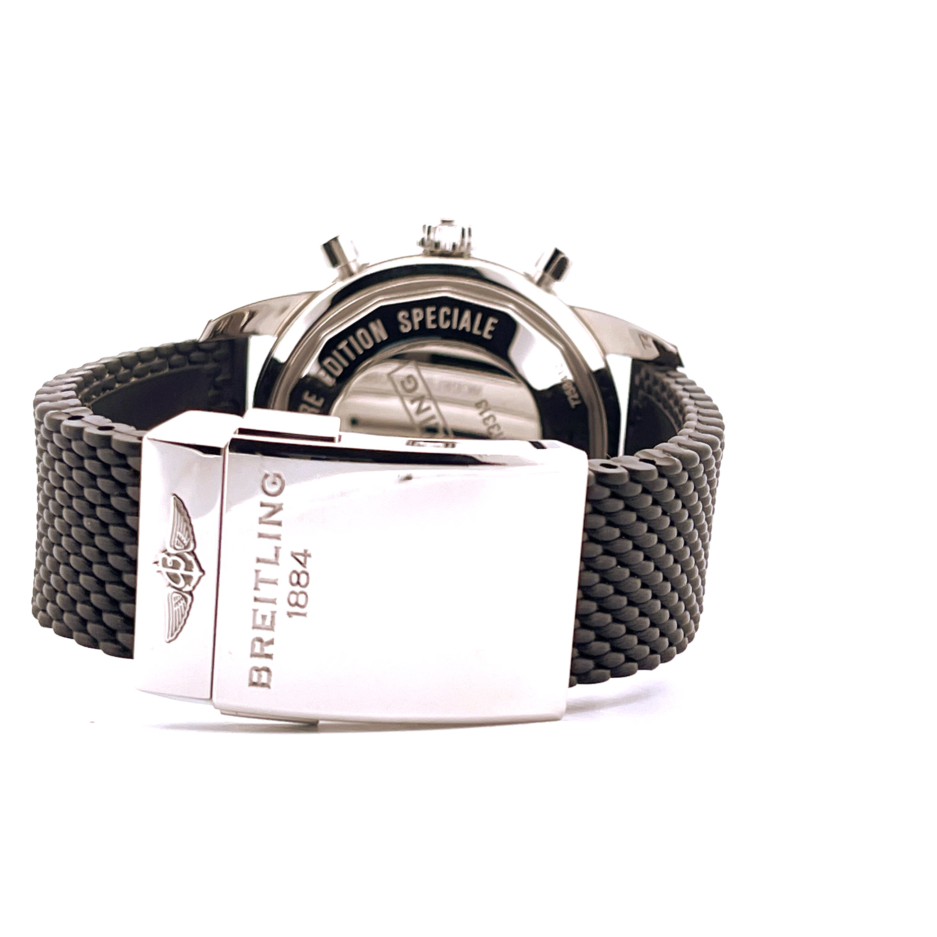 Breitling Superocean Heritage II Chronograph Rückseite mit Schließe und Mesh-Armband