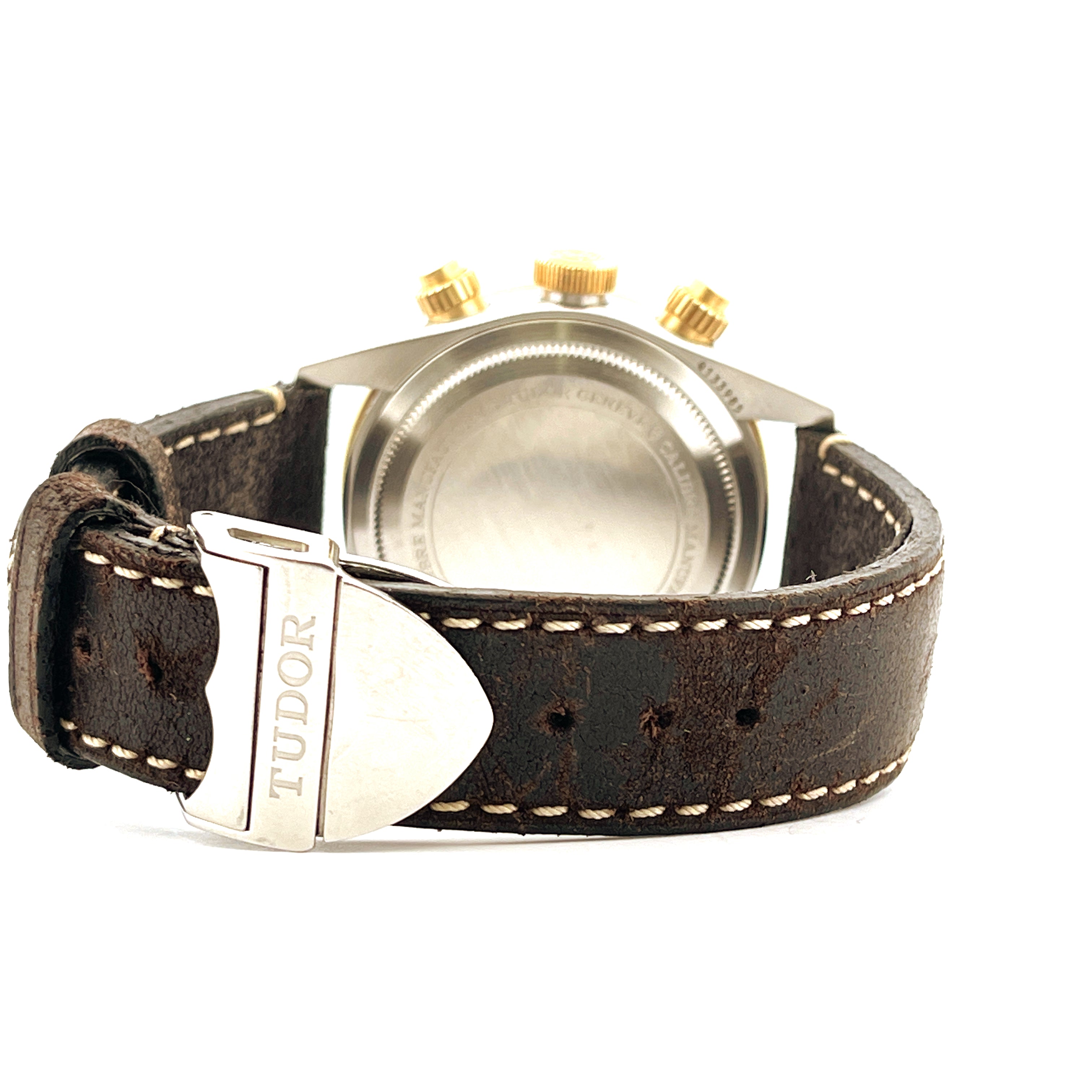 Tudor Black Bay Chrono S&G Gehäuse aus Stahl und Gold mit braunem Lederarmband