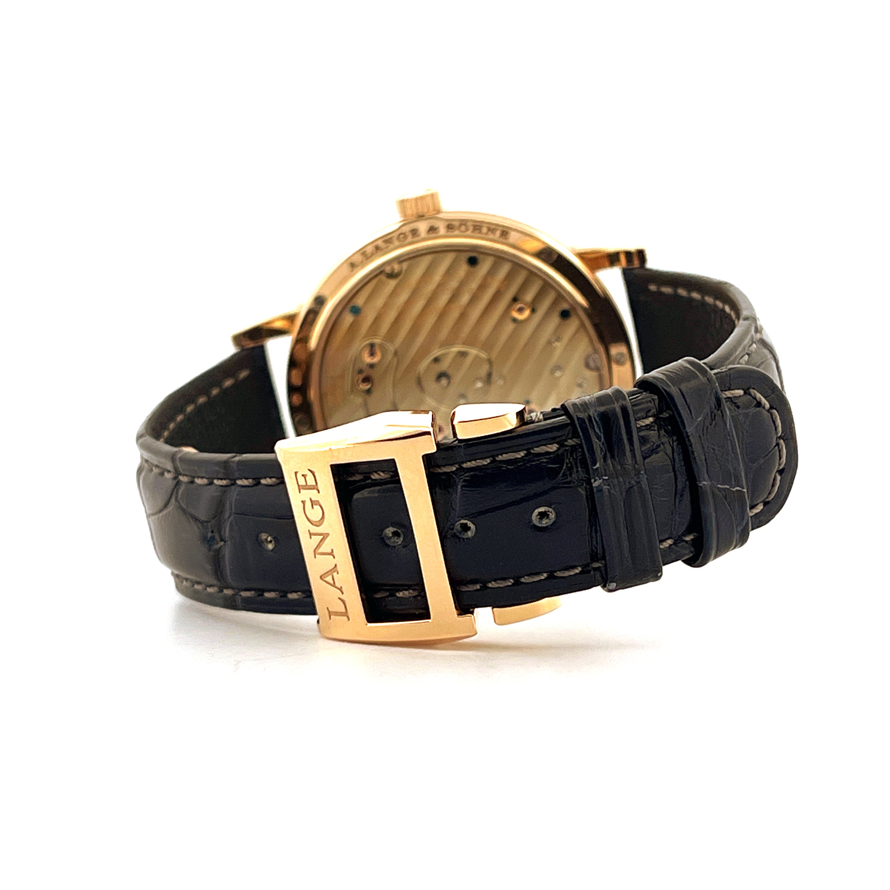 A. Lange & Söhne Grand Lange 1 Faltschließe aus Roségold mit schwarzem Lederarmband