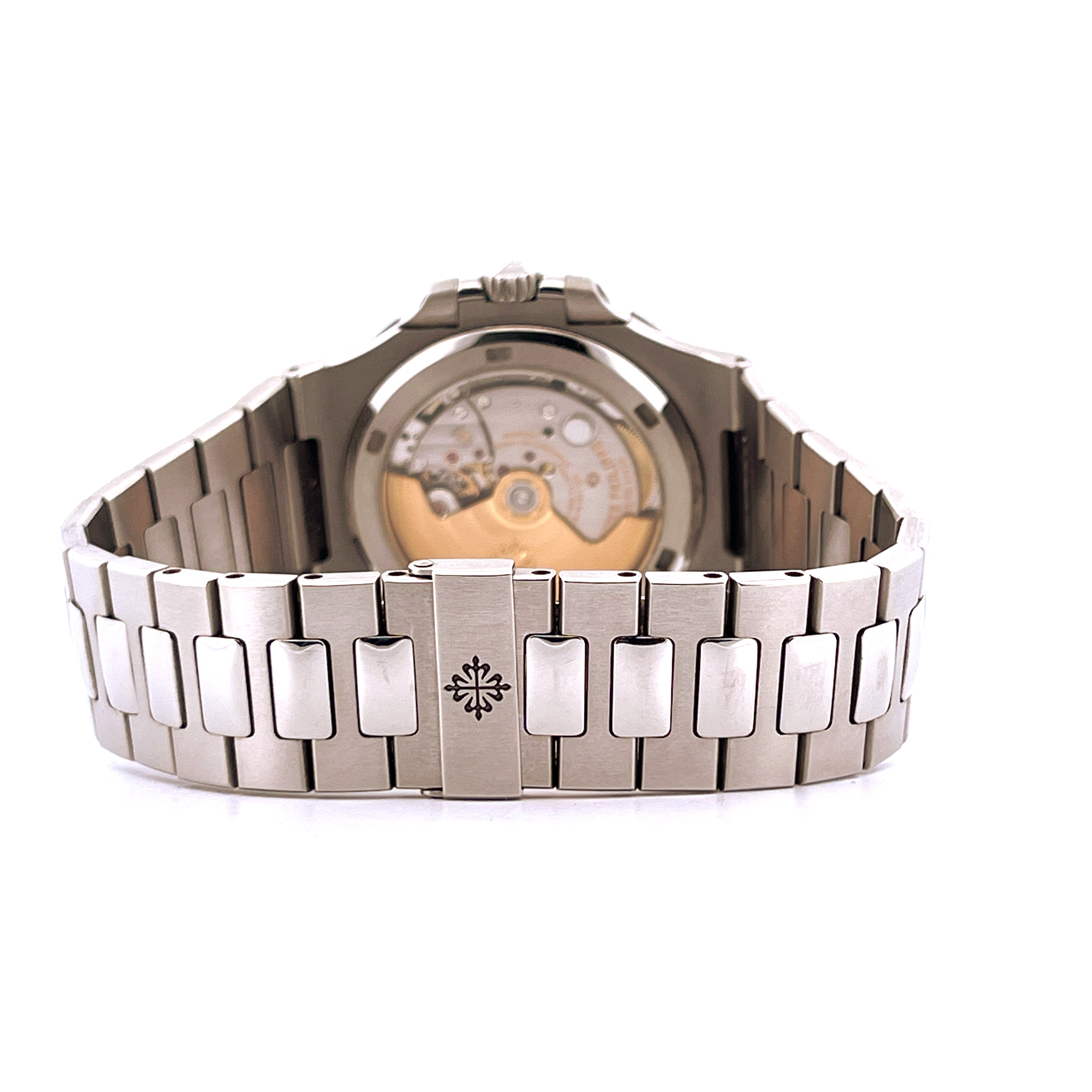 Patek Philippe Nautilus 5711/1A-001 Rückseite aus Stahl mit Werk und Schließe mit Patek-Logo