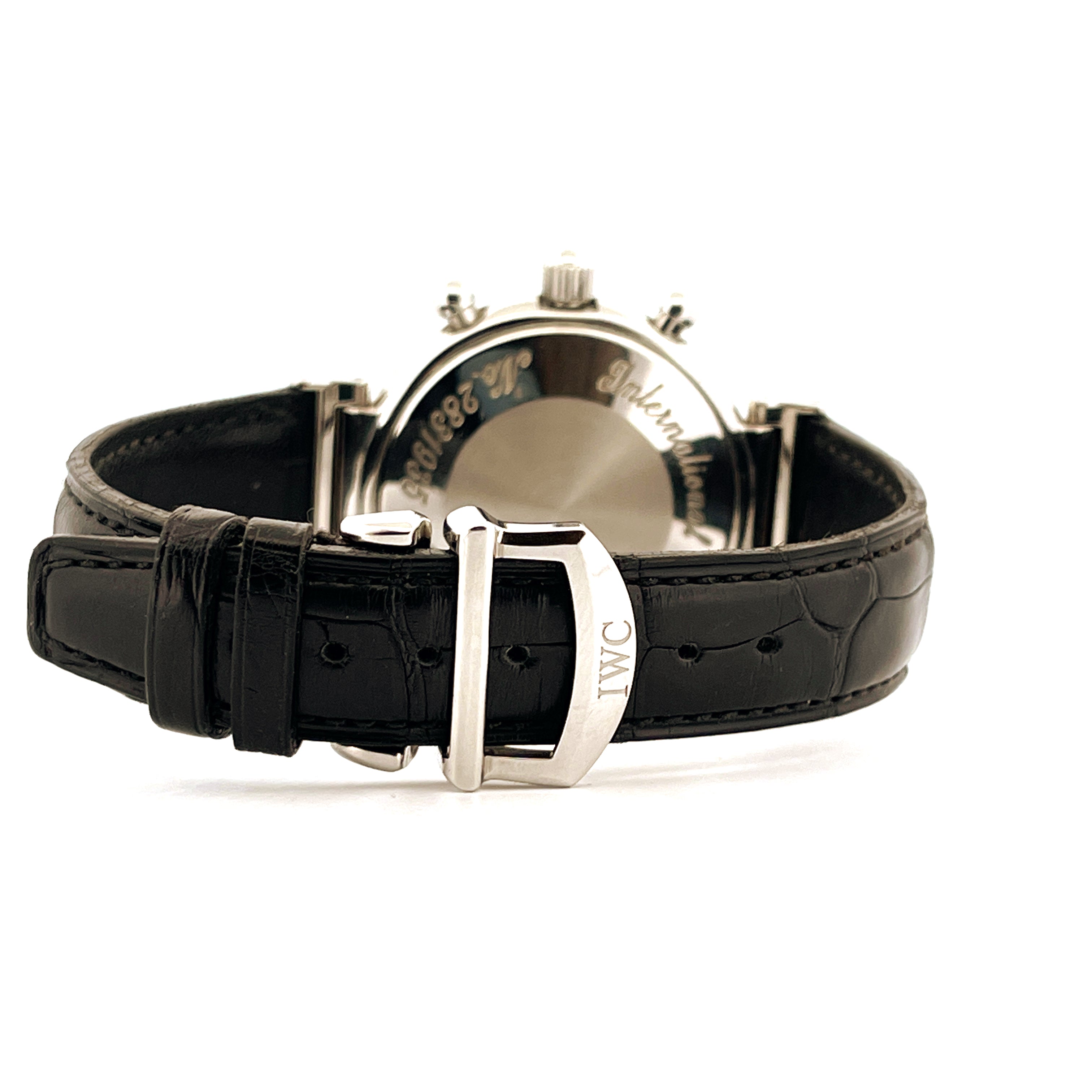 IWC Da Vinci Perpetual Calendar, schwarzes Krokodillederarmband mit polierter Edelstahlschließe und IWC-Gravur